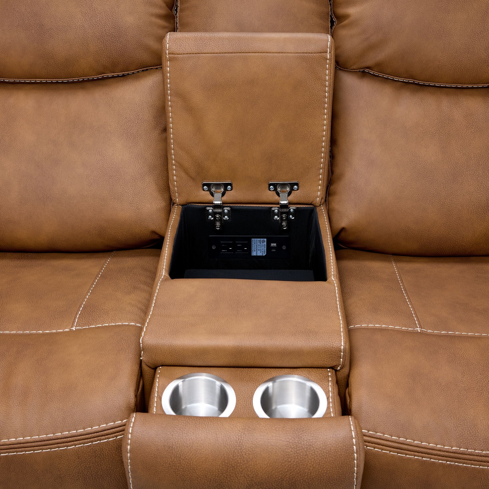 Santa Fe Power Reclining Loveseat with Console - Copper - Image 7