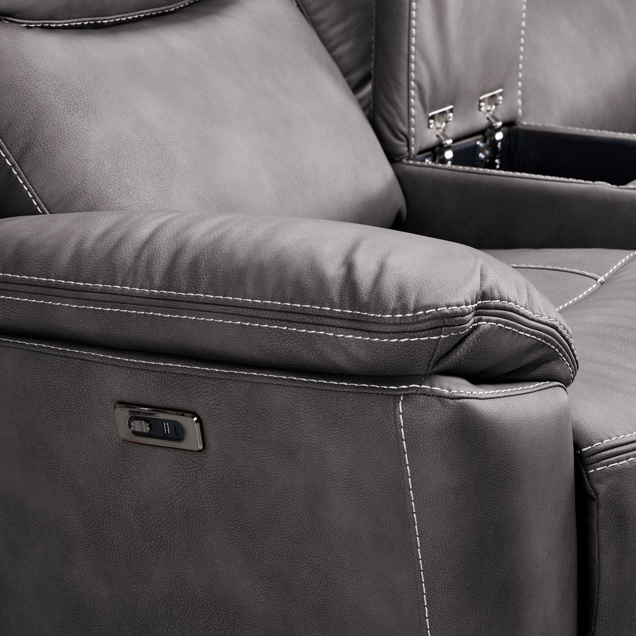 Santa Fe Power Reclining Loveseat with Console - Graphite - Image 8