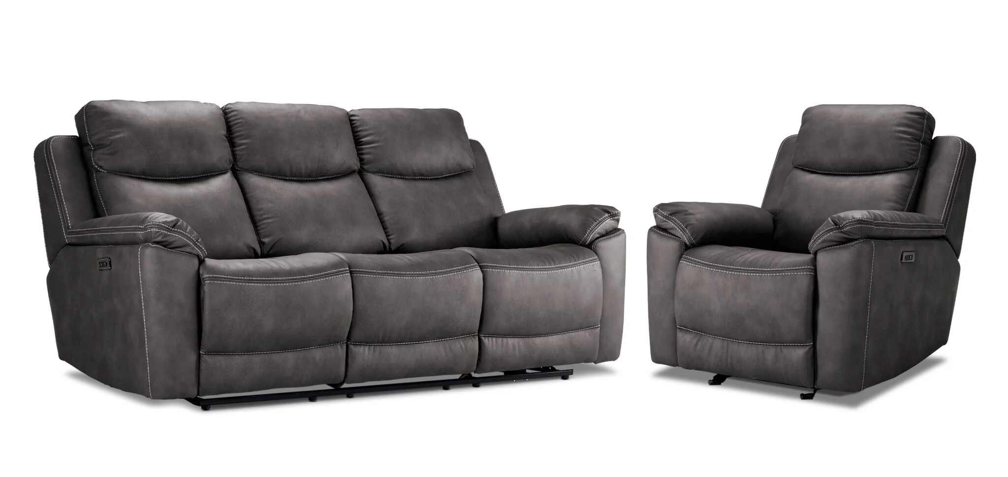 Santa Fe Power Reclining Sofa and Chair Set - Graphite