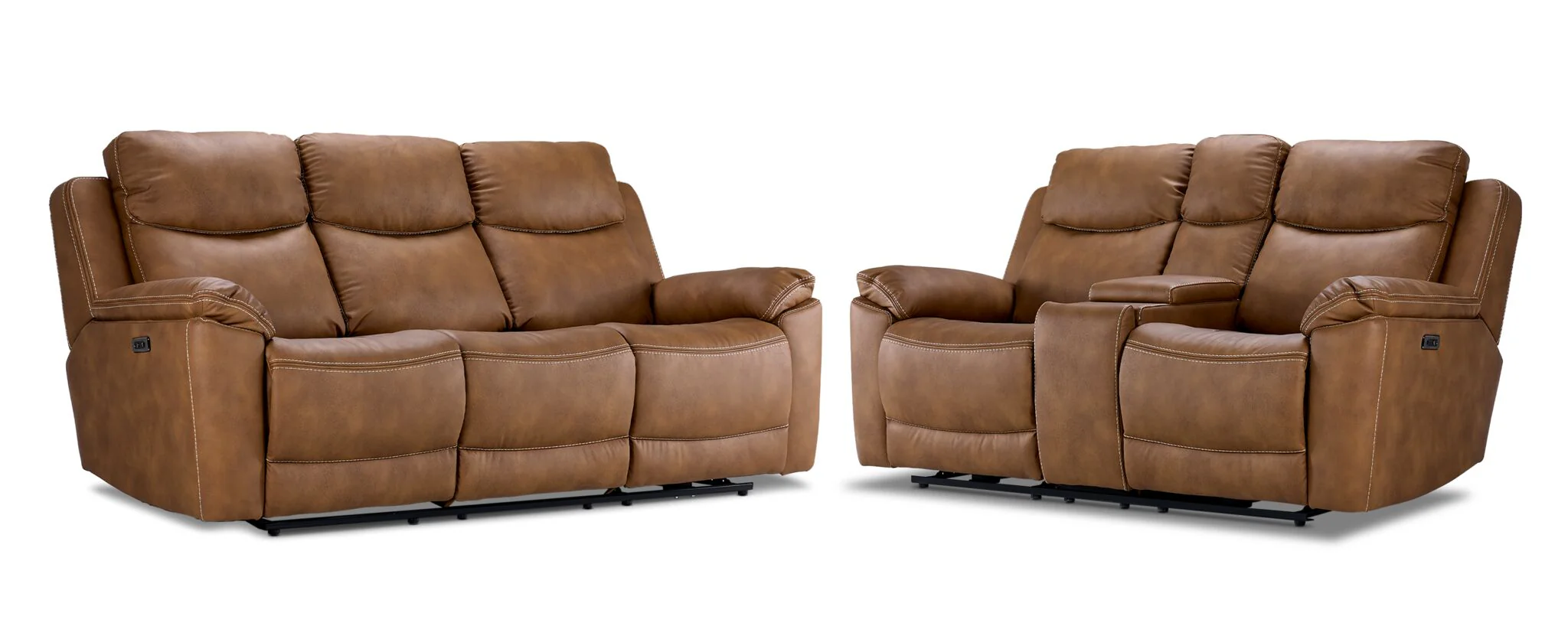 Santa Fe Power Reclining Sofa and Loveseat Set - Copper