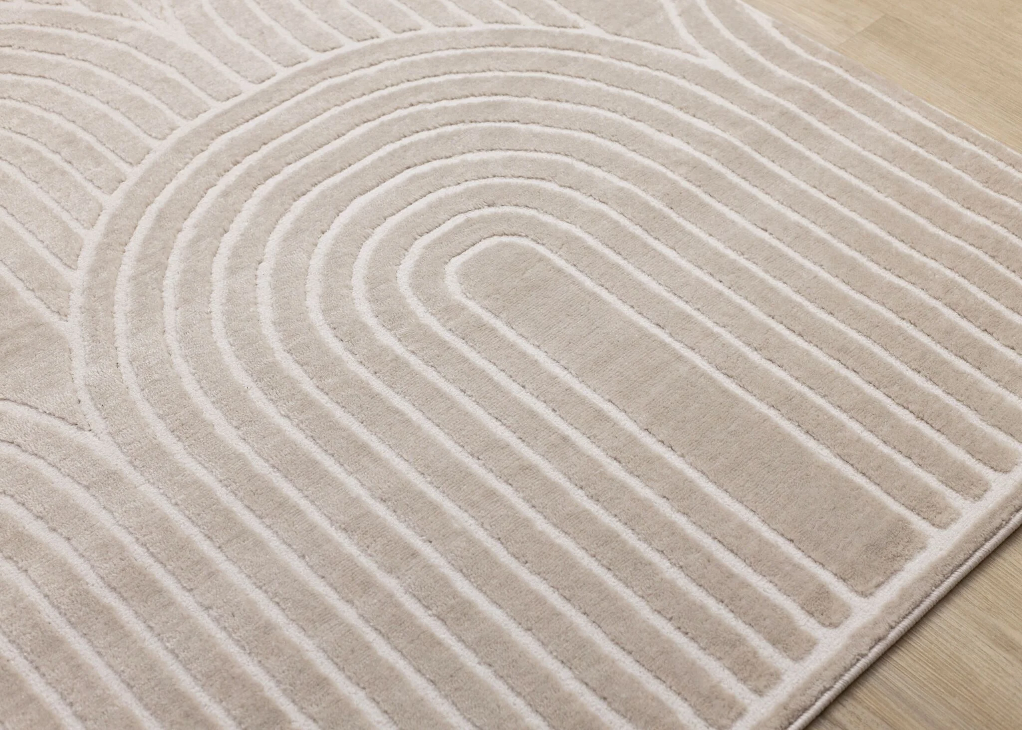 Sculpted Dunes 5'3" x 7'7" Modern Geometric Arches Pattern Area Rug - Cream, Beige - Image 3