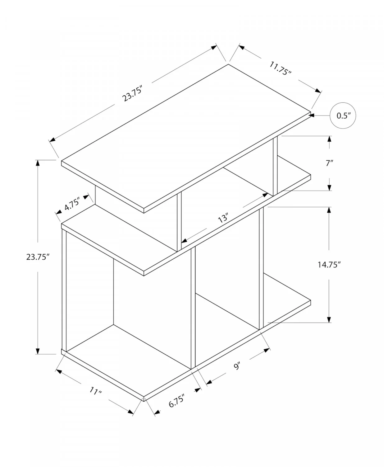 Seville Side Table - Black/Grey - Image 3