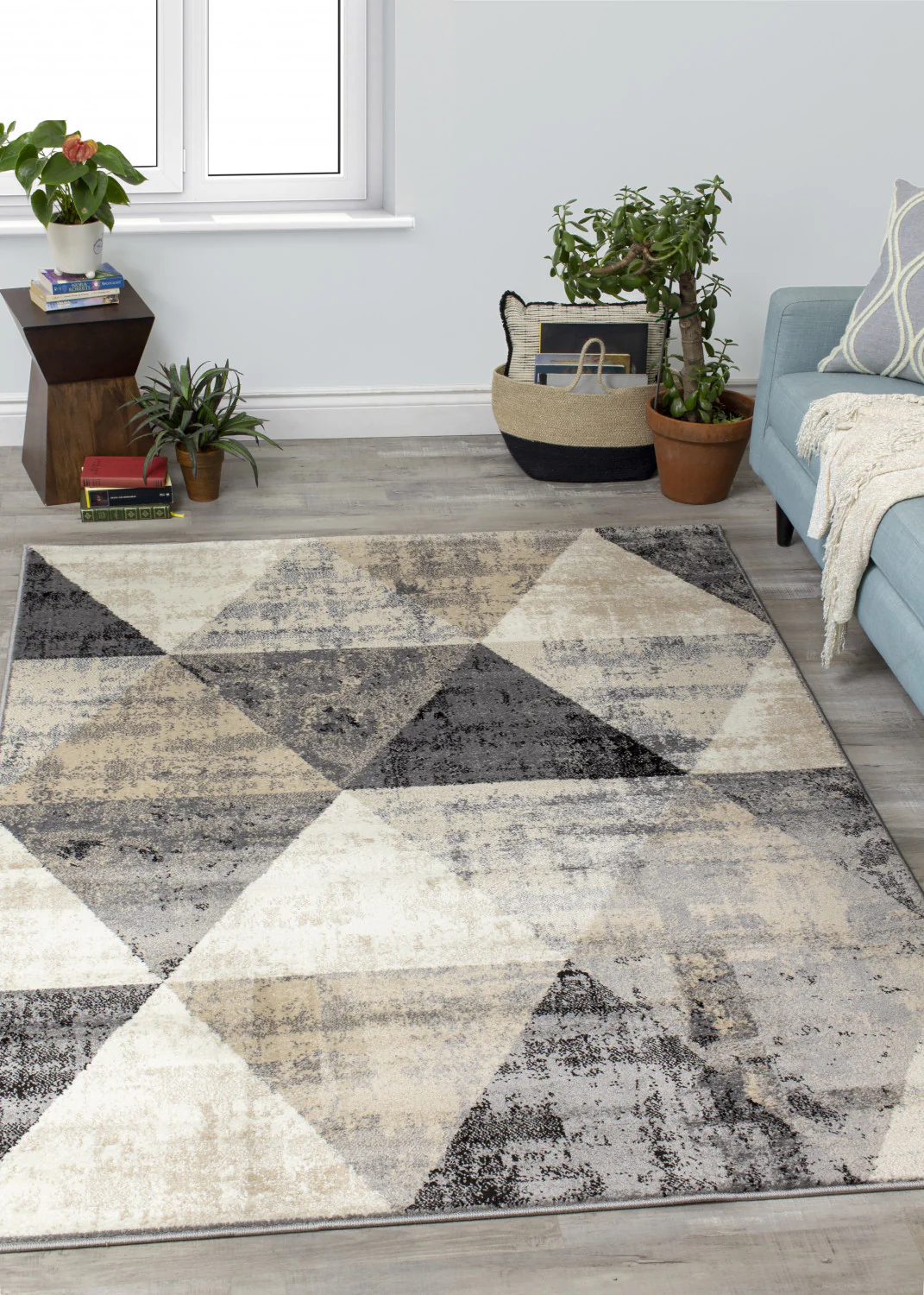 Siecle Triangle Shapes Area Rug - 8' X 11' - Cream/Beige - Image 3