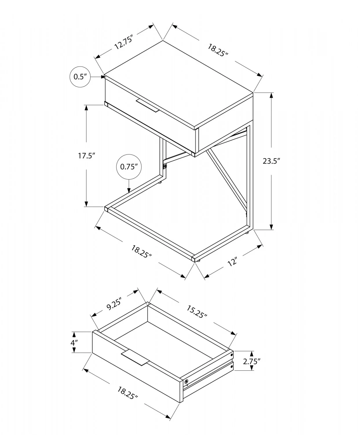 Sienna Side Table - Grey - Image 3