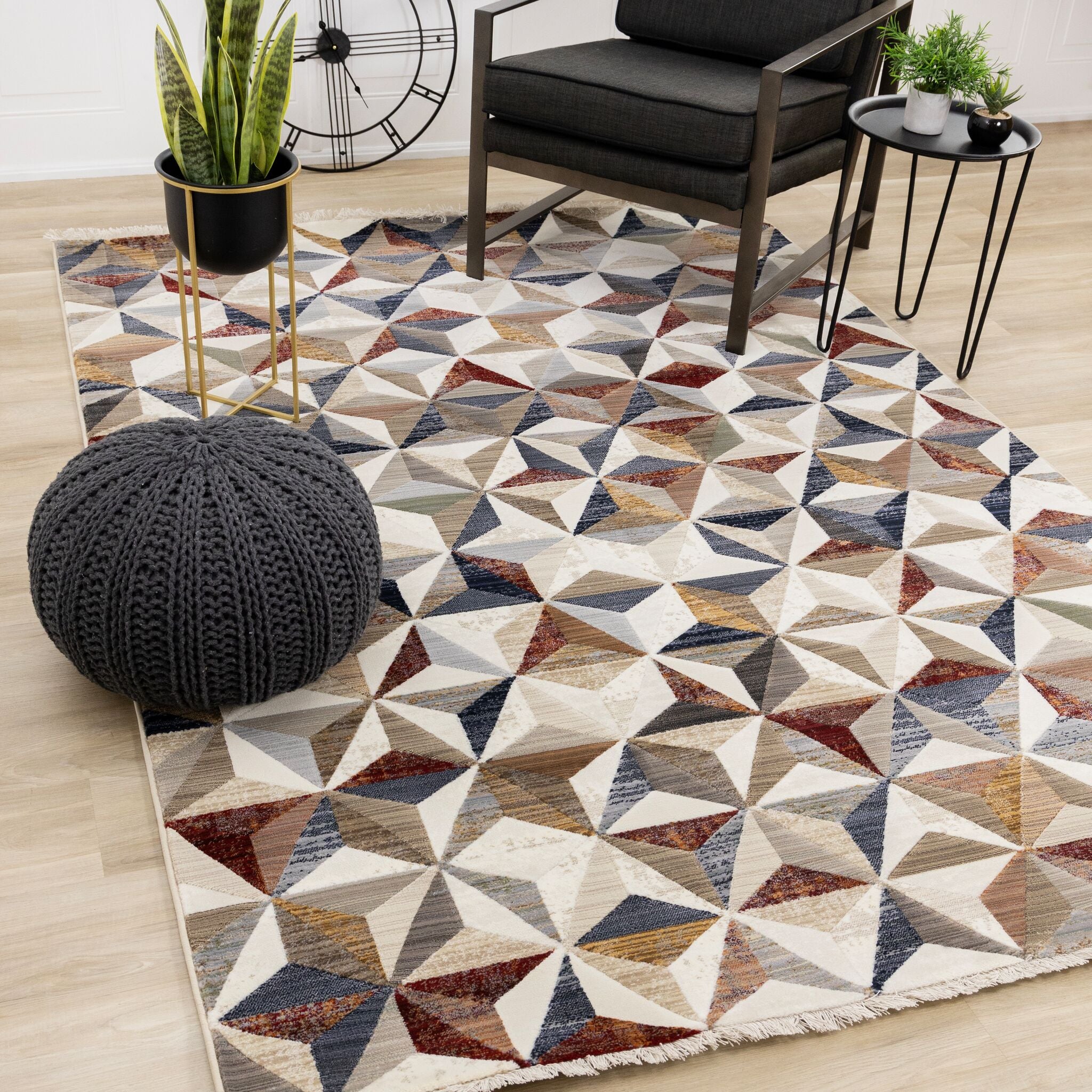 Sierra Prism 5'3" x 7'10" Geometric Star Area Rug - Cream - Image 3
