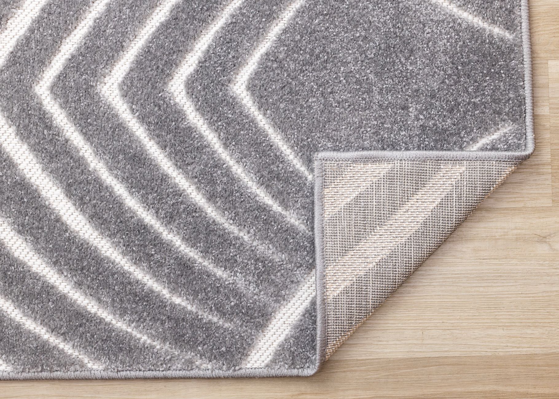 Silver Arches 6'7" x 9'10" Geometric Area Rug - Grey, White - Image 5