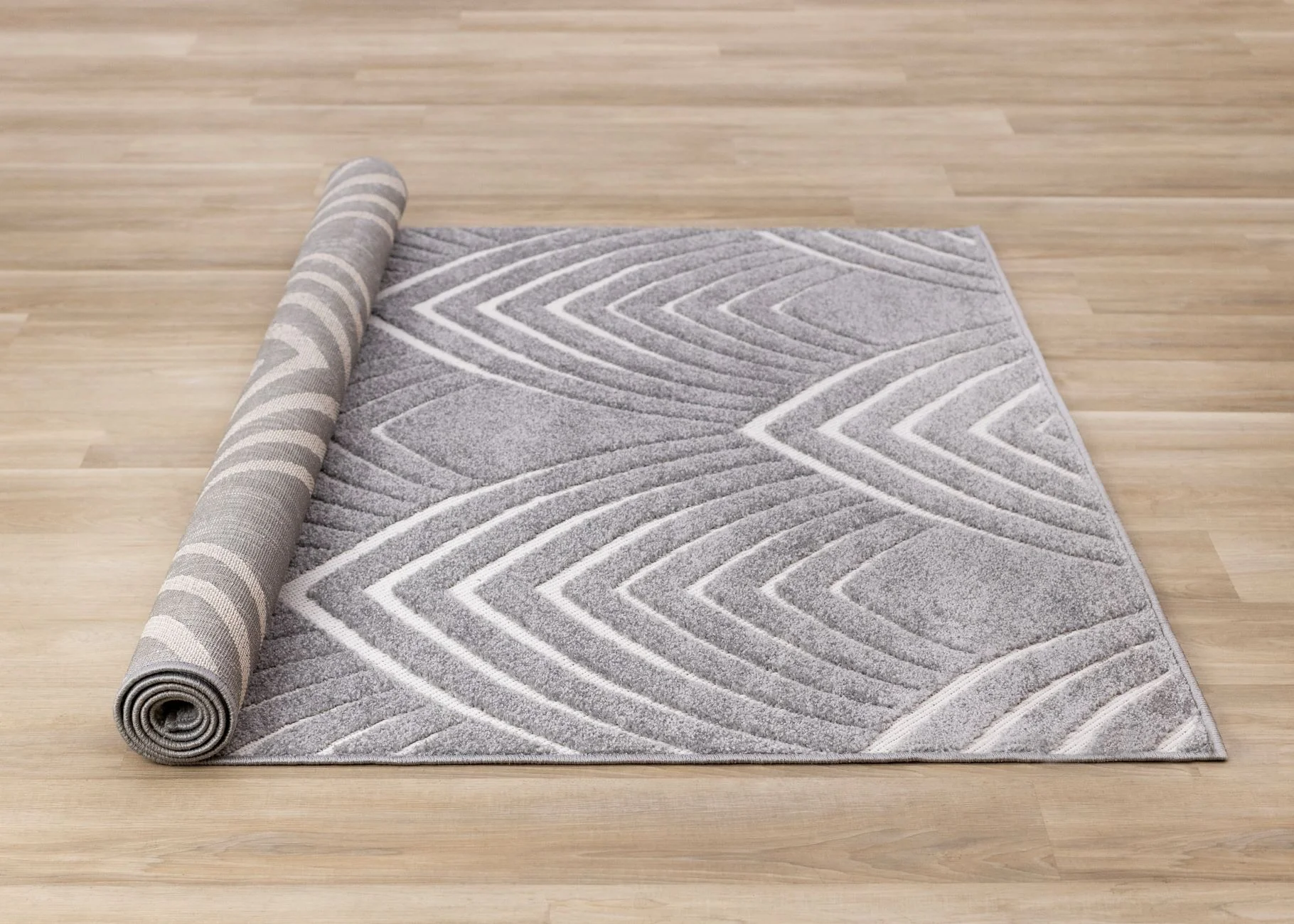 Silver Arches 6'7" x 9'10" Geometric Area Rug - Grey, White - Image 6