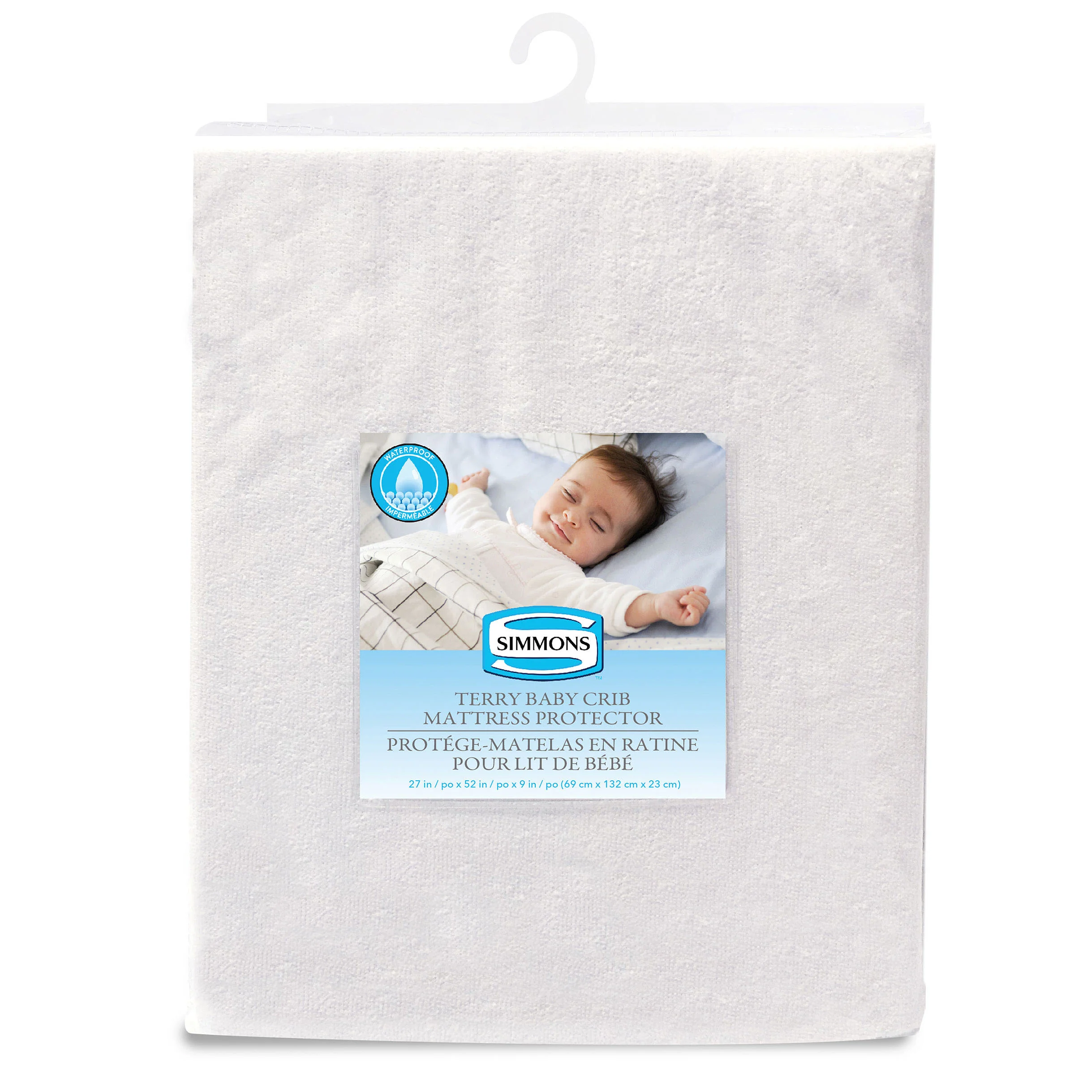 Simmons Waterprooof Terrycloth Crib Mattress Protector - White