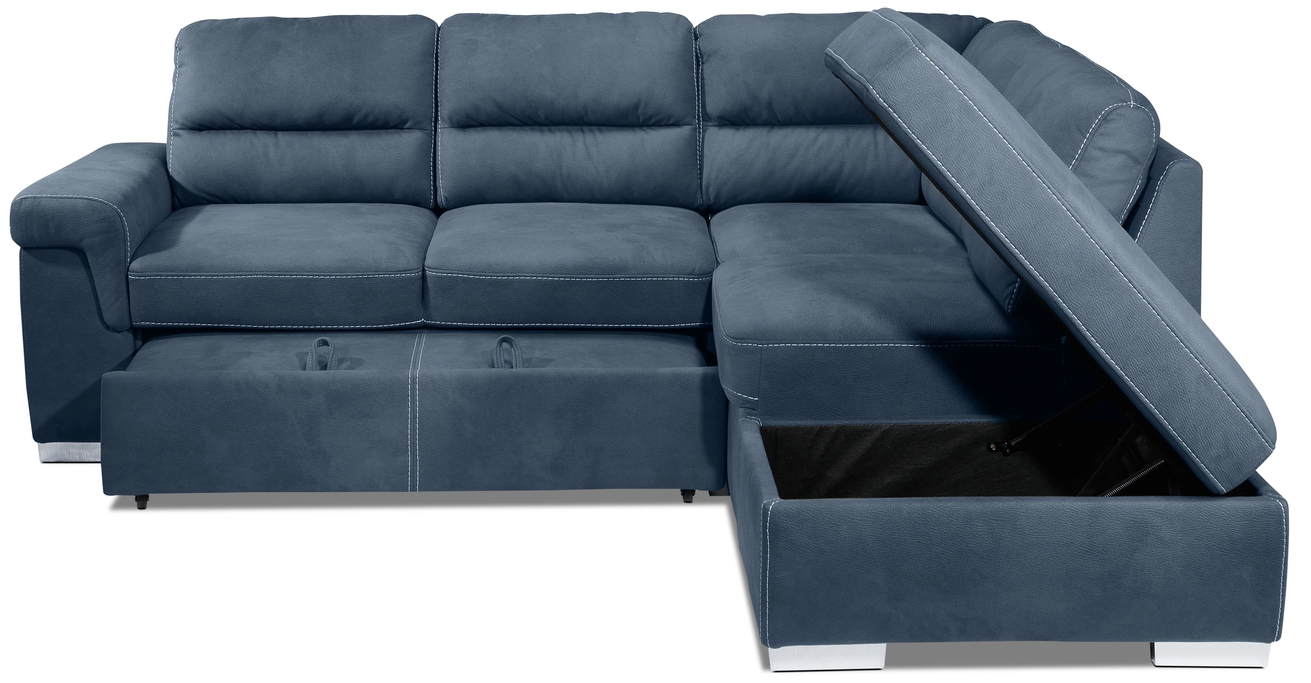 Simone 3-Piece Sectional with Left-Facing Pop-Up Bed - Blue - Image 12