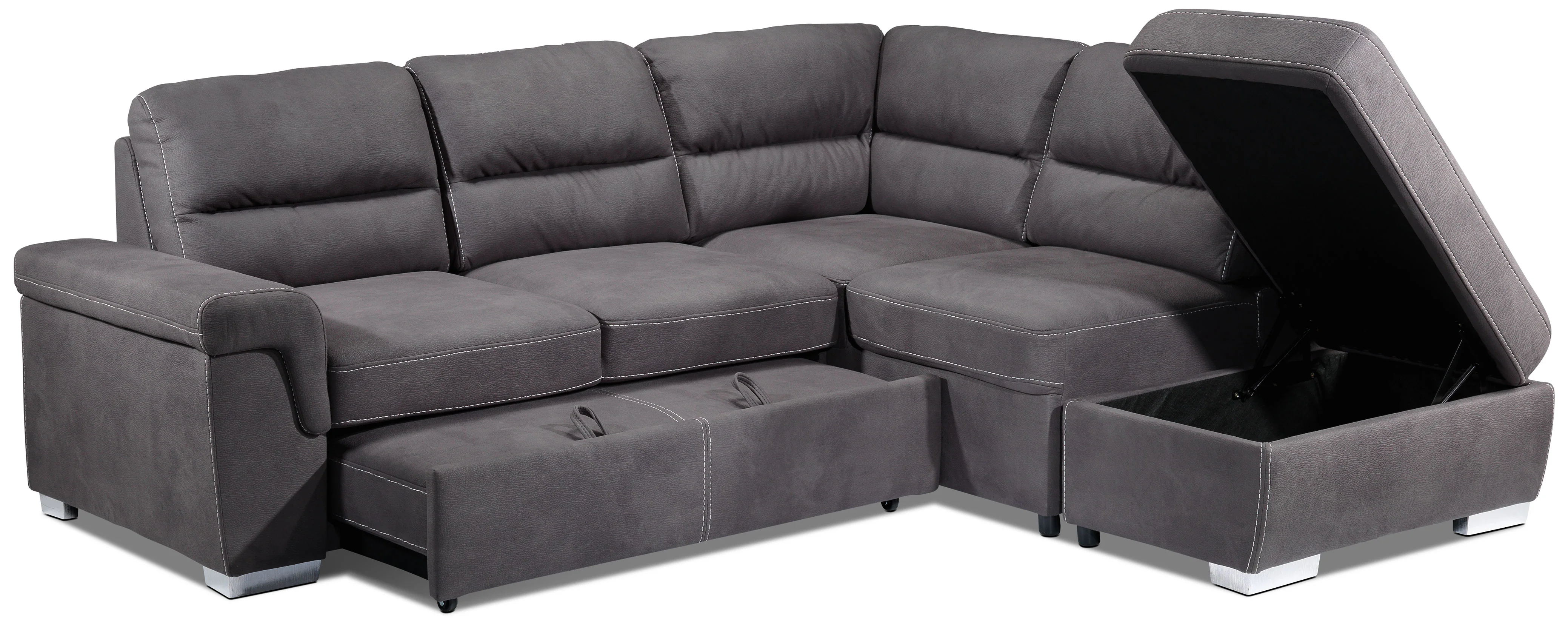 Simone 3-Piece Sectional with Left-Facing Pop-Up Bed - Charcoal - Image 18