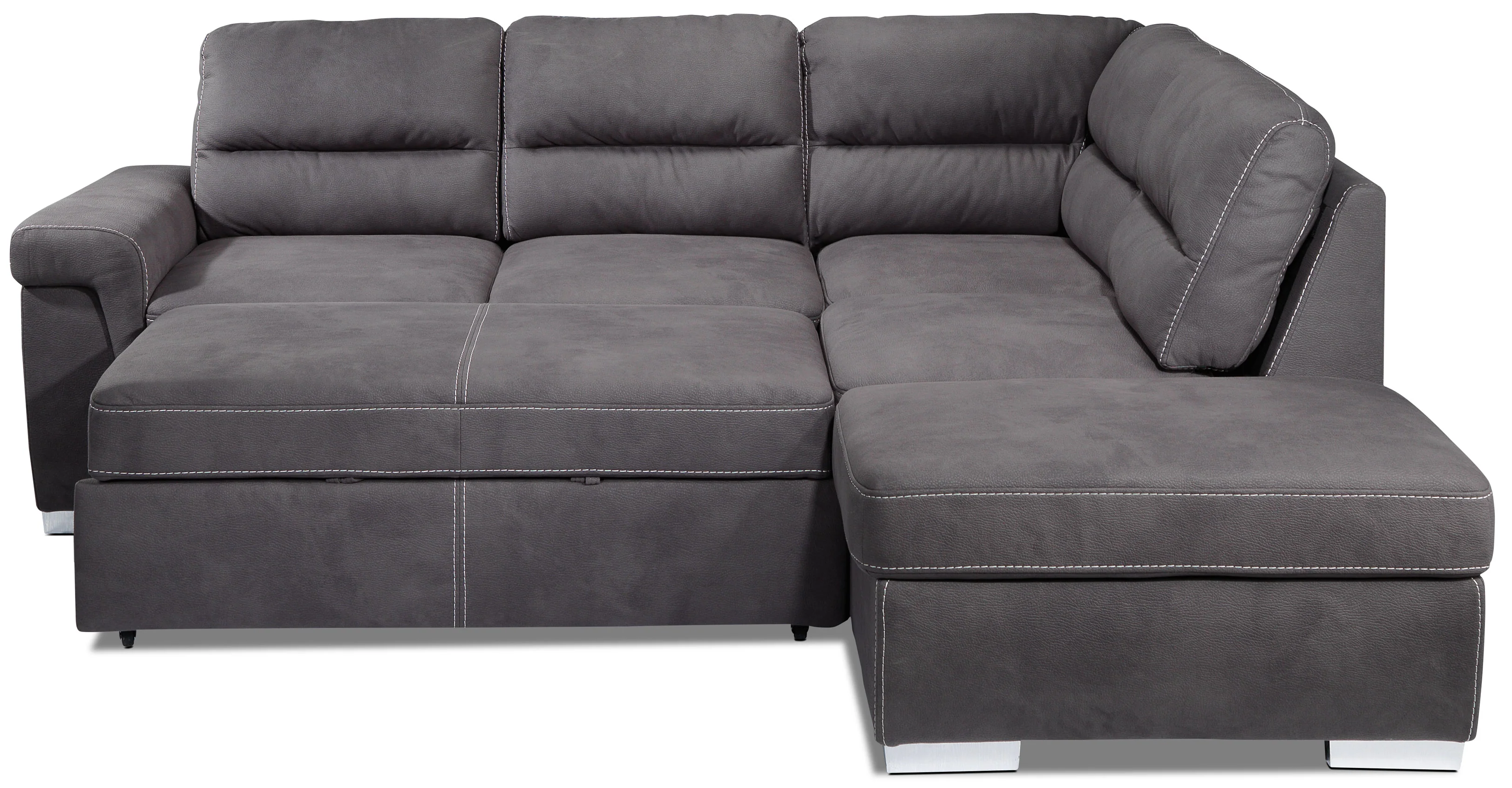 Simone 3-Piece Sectional with Left-Facing Pop-Up Bed - Charcoal - Image 4