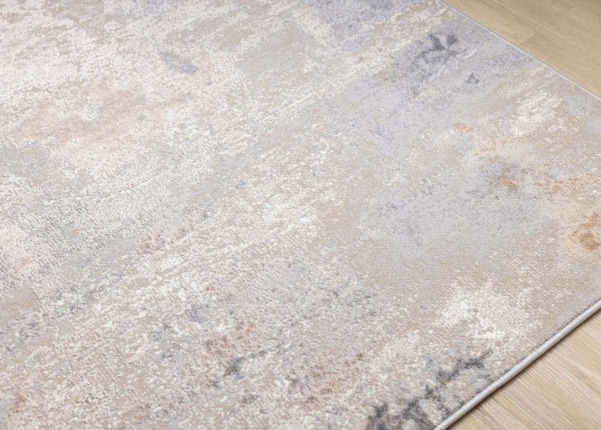 Smoky Terrain 5'3" x 7'7" Distressed Design Area Rug - Taupe, White, Brown - Image 3