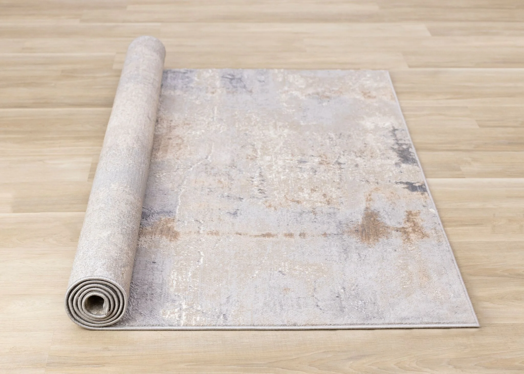 Smoky Terrain 6'7" x 9'6" Distressed Design Area Rug - Taupe, White, Brown - Image 10