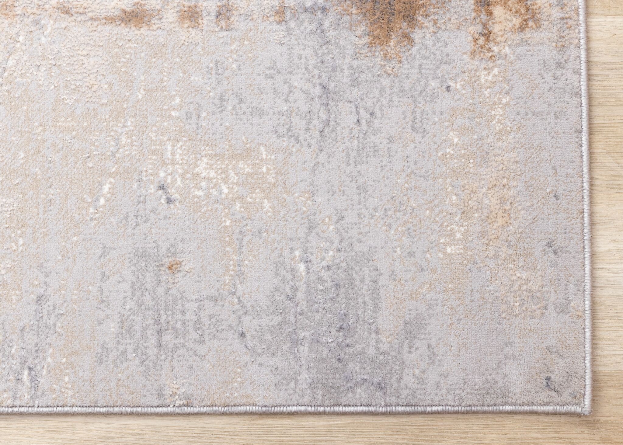 Smoky Terrain 6'7" x 9'6" Distressed Design Area Rug - Taupe, White, Brown - Image 6