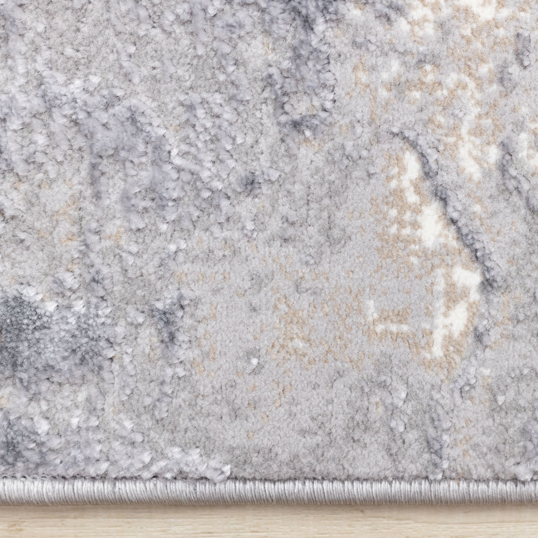 Smoky Terrain 7'10" x 10'6" Distressed Design Area Rug - Taupe, White, Brown - Image 4