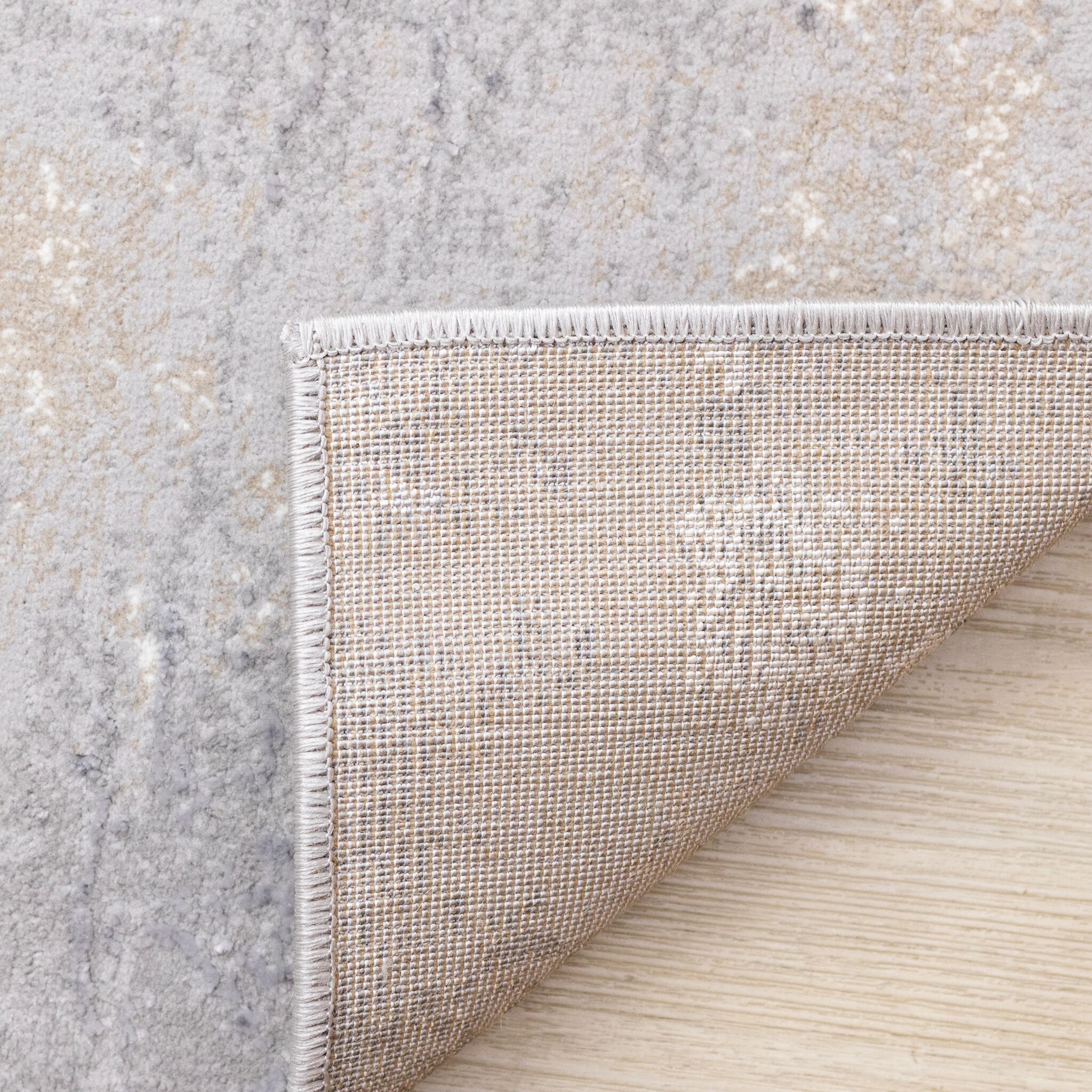 Smoky Terrain 7'10" x 10'6" Distressed Design Area Rug - Taupe, White, Brown - Image 8