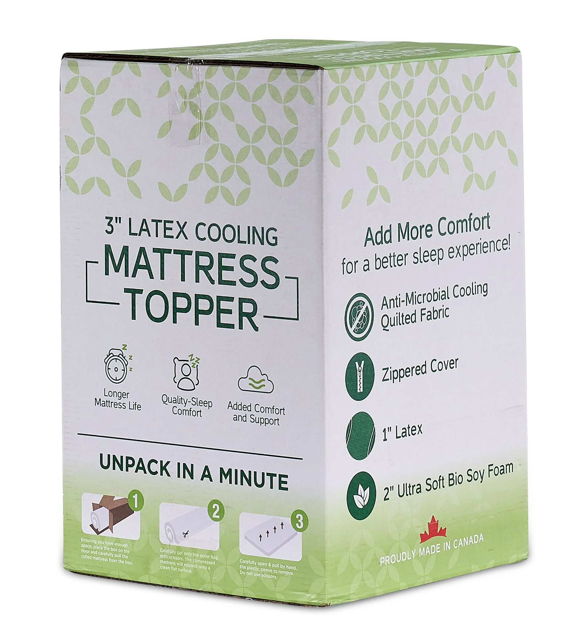 So Sleepy 3" Latex Cooling Twin Mattress Topper - Image 3