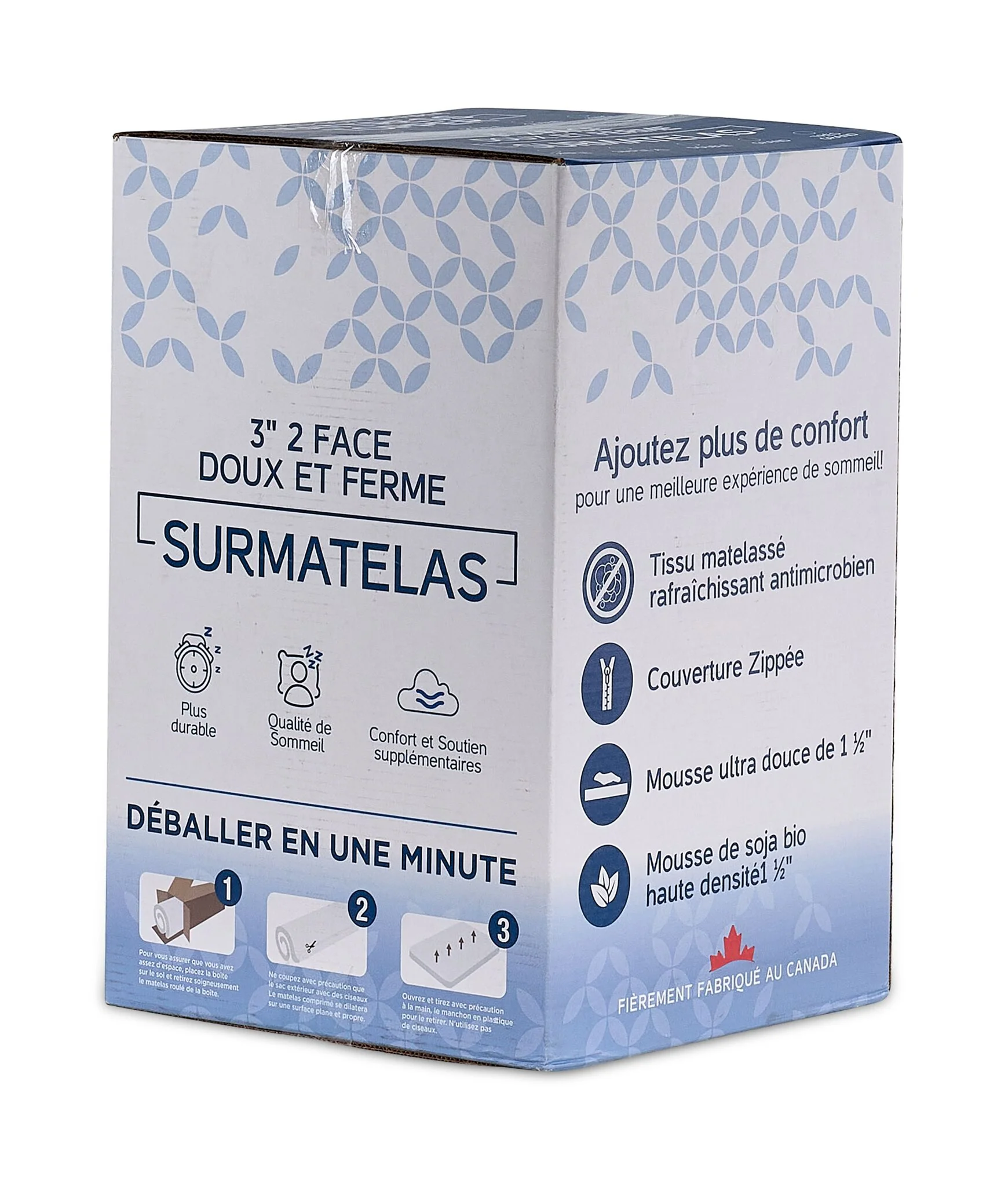 So Sleepy 3" Two-Sided Soft and Firm Full Mattress Topper - Image 4