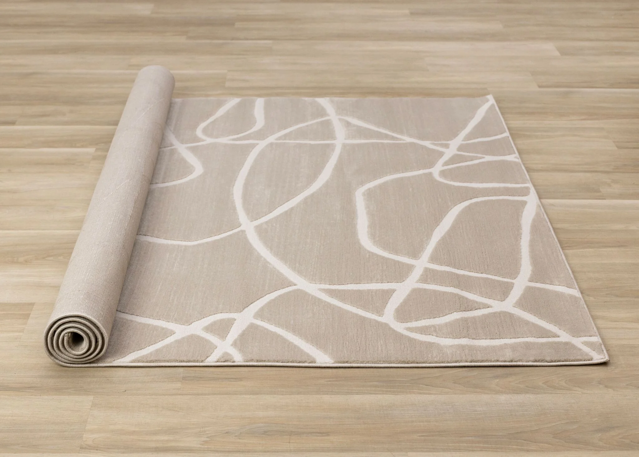 Soft Currents 5'3" x 7'7" Organic Line Design Area Rug - Beige, Cream - Image 9