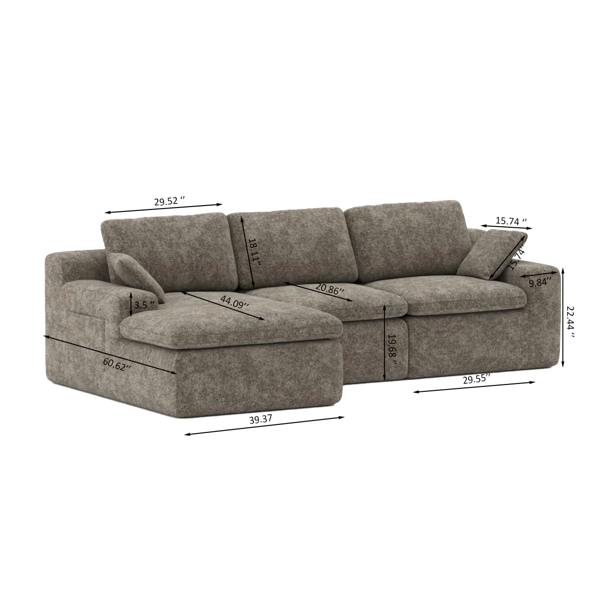 Soho All Foam Sectional - Brown - Image 8