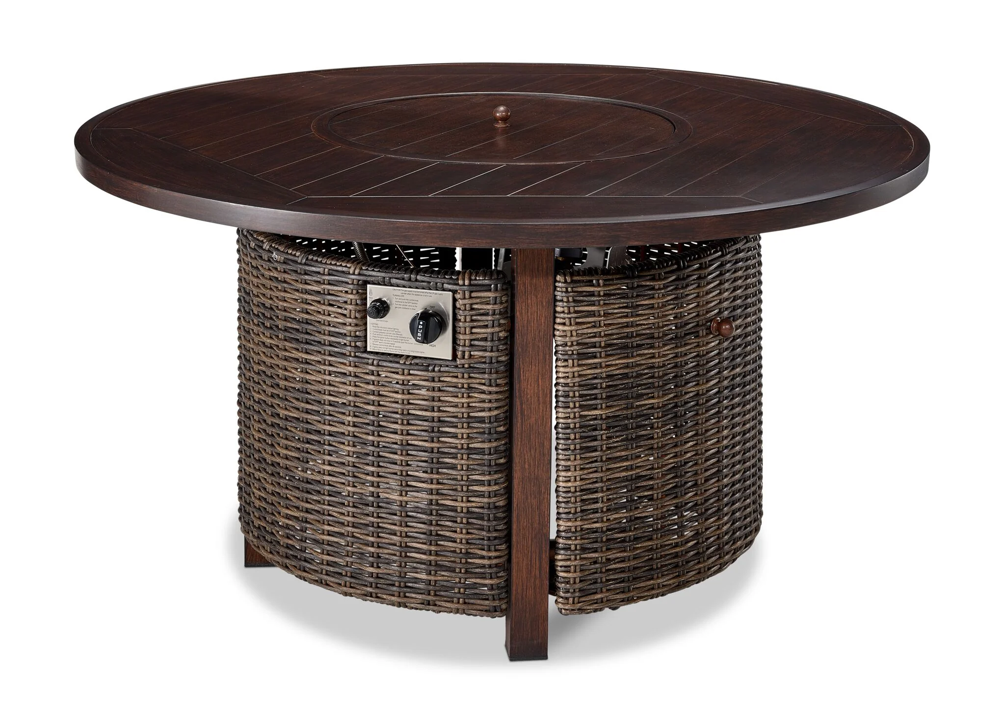 Solstice 2-Piece Outdoor Round Fire Table - Antique Brown - Image 2