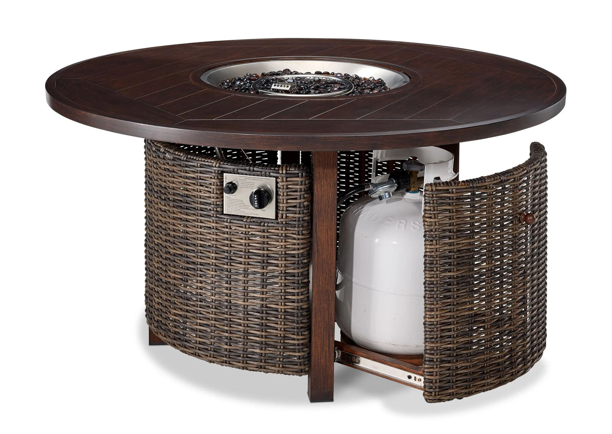 Solstice 2-Piece Outdoor Round Fire Table - Antique Brown - Image 3
