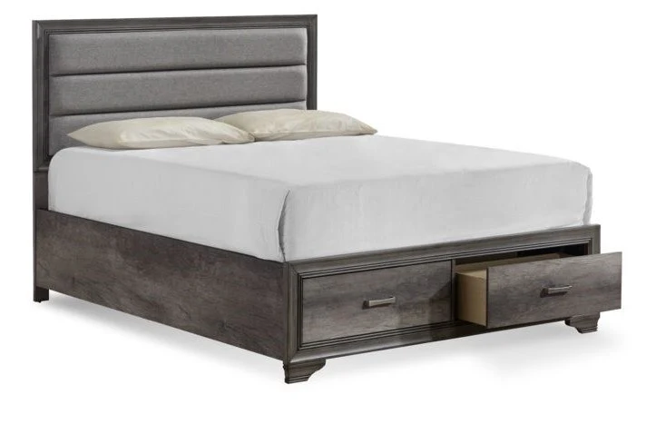 Sophie 6-Piece King Storage Bedroom Package - Weathered Grey - Image 2