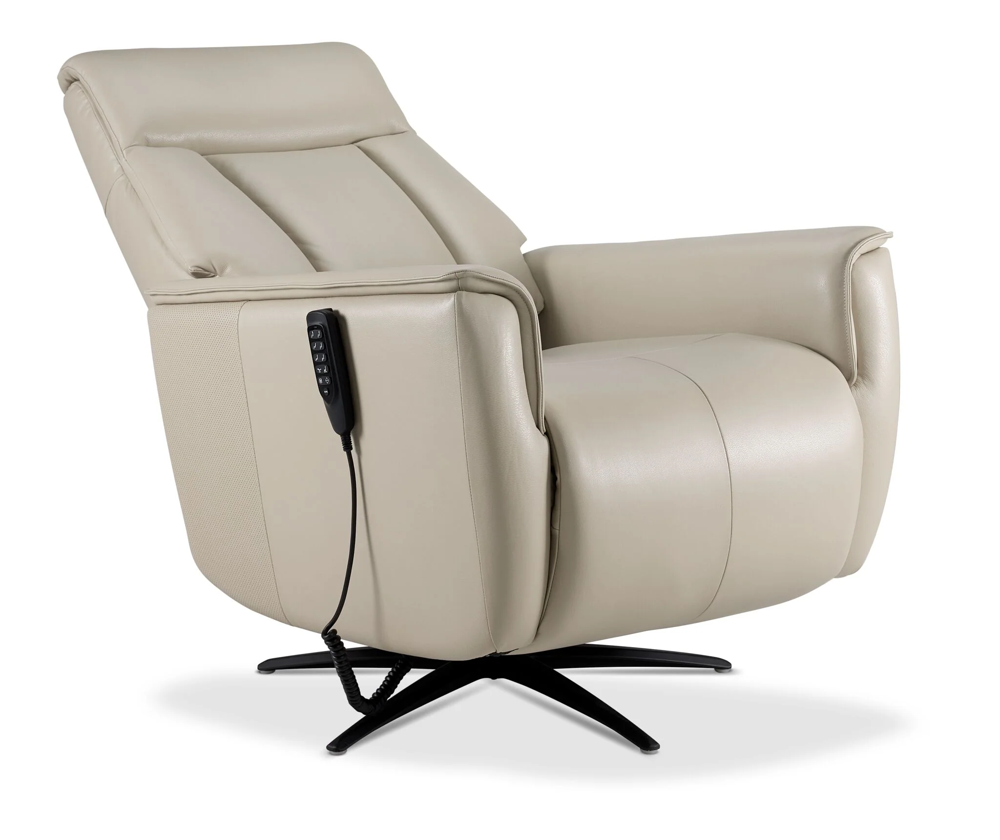 In Harmony - Sorrento Leather Dual Power Recliner - Cream - Image 6