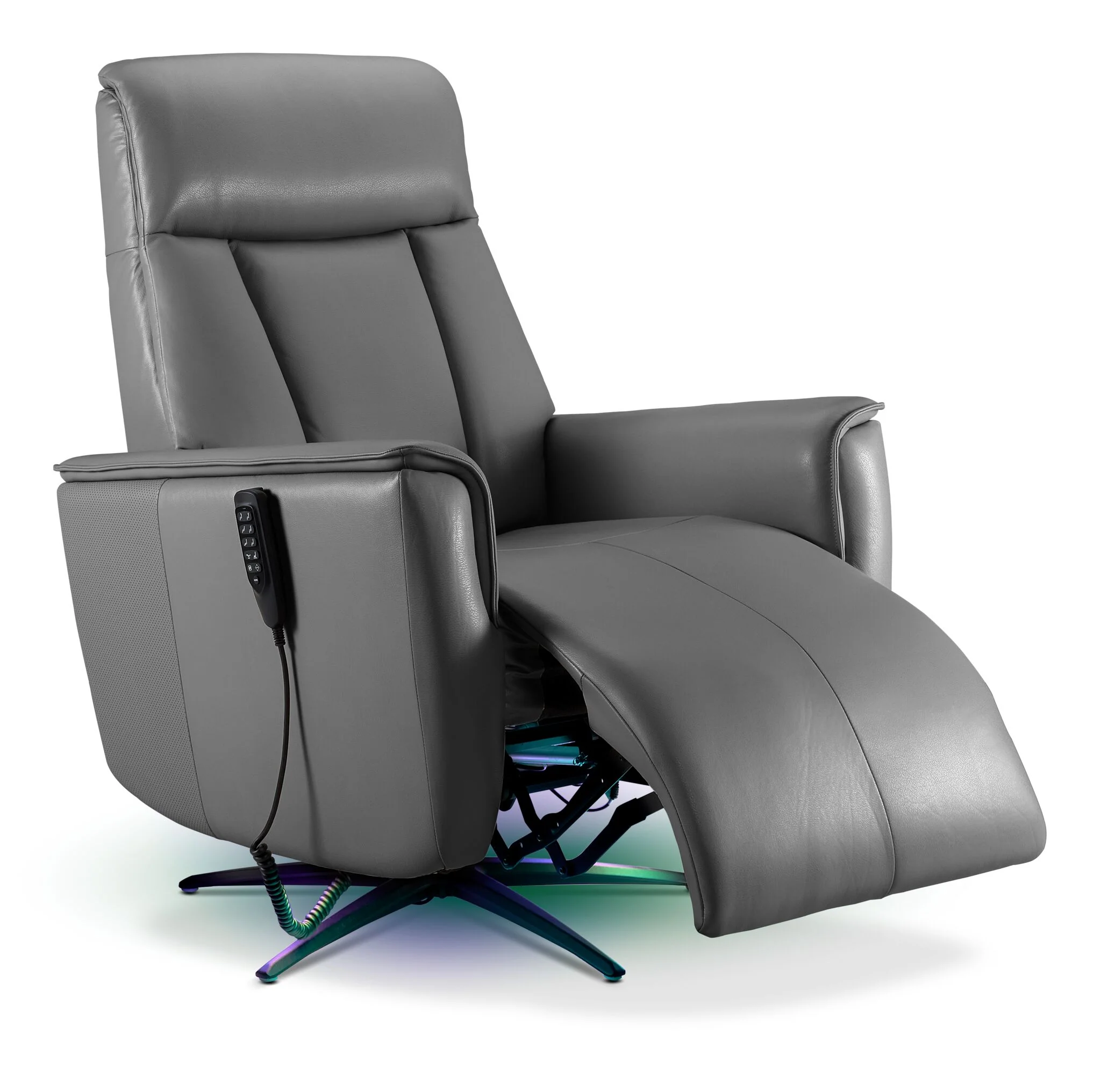 In Harmony - Sorrento Leather Dual Power Recliner - Grey - Image 12
