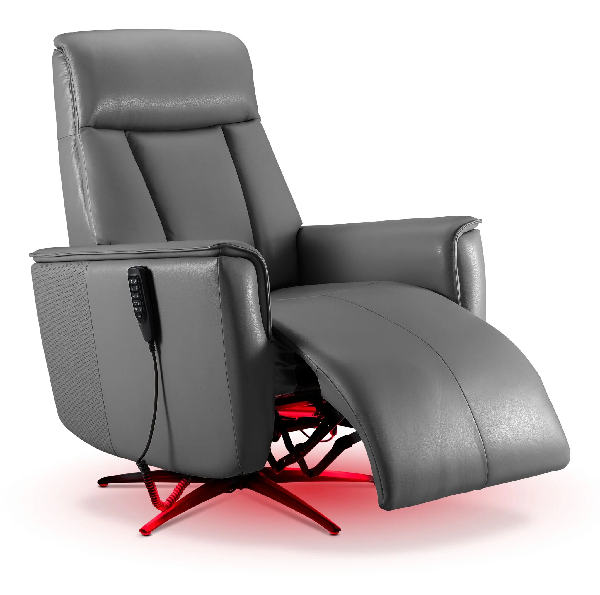 In Harmony - Sorrento Leather Dual Power Recliner - Grey - Image 13
