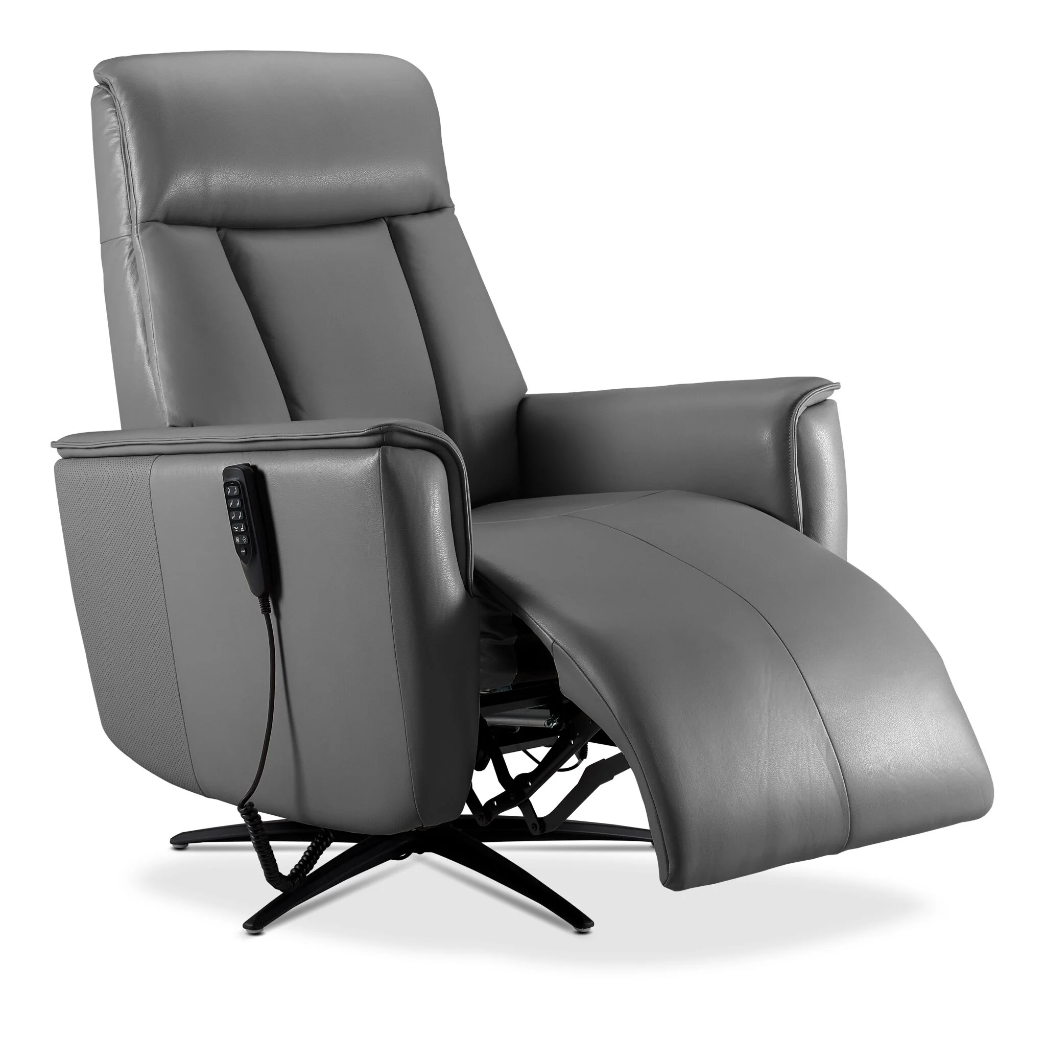 In Harmony - Sorrento Leather Dual Power Recliner - Grey - Image 3