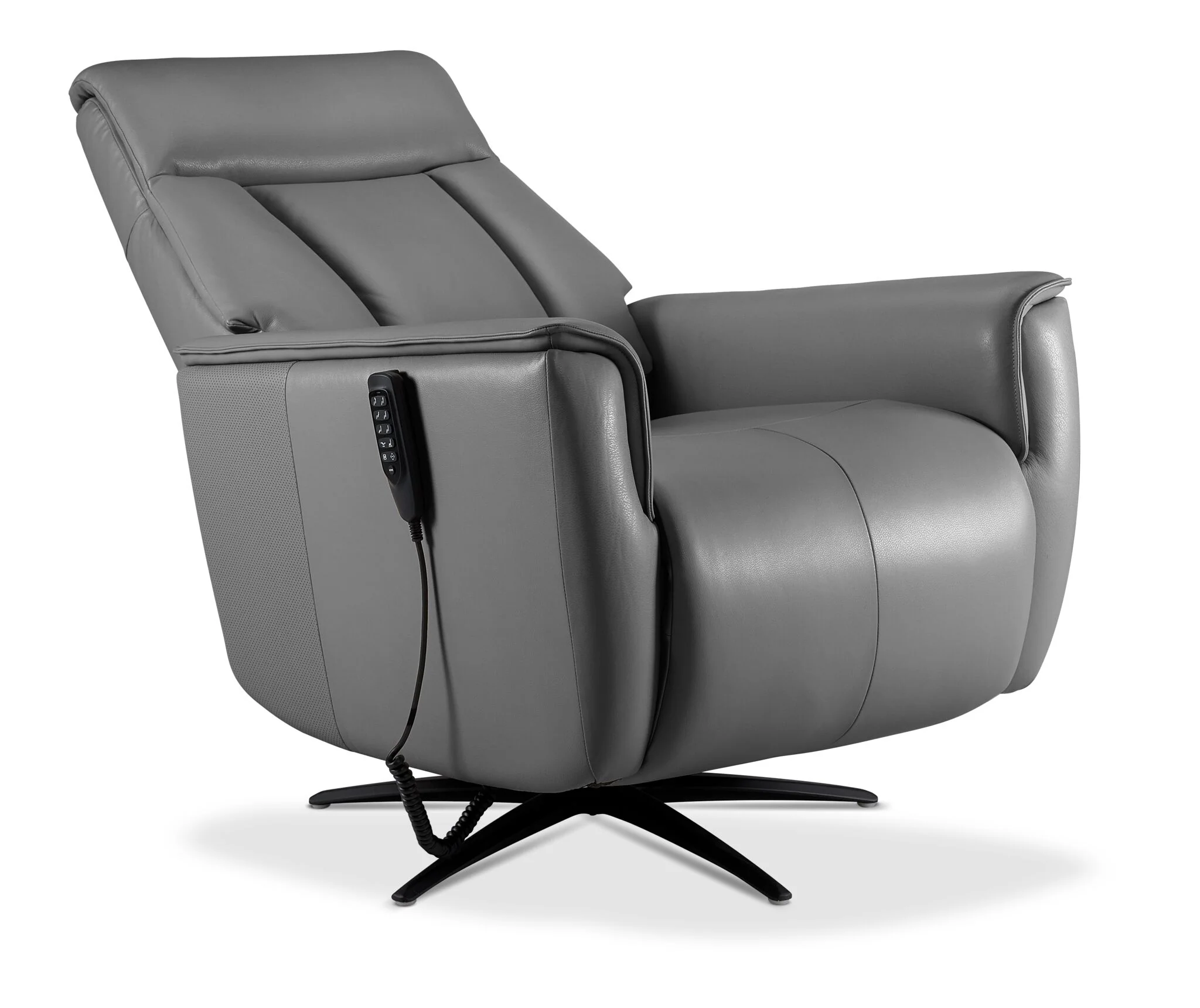 In Harmony - Sorrento Leather Dual Power Recliner - Grey - Image 4