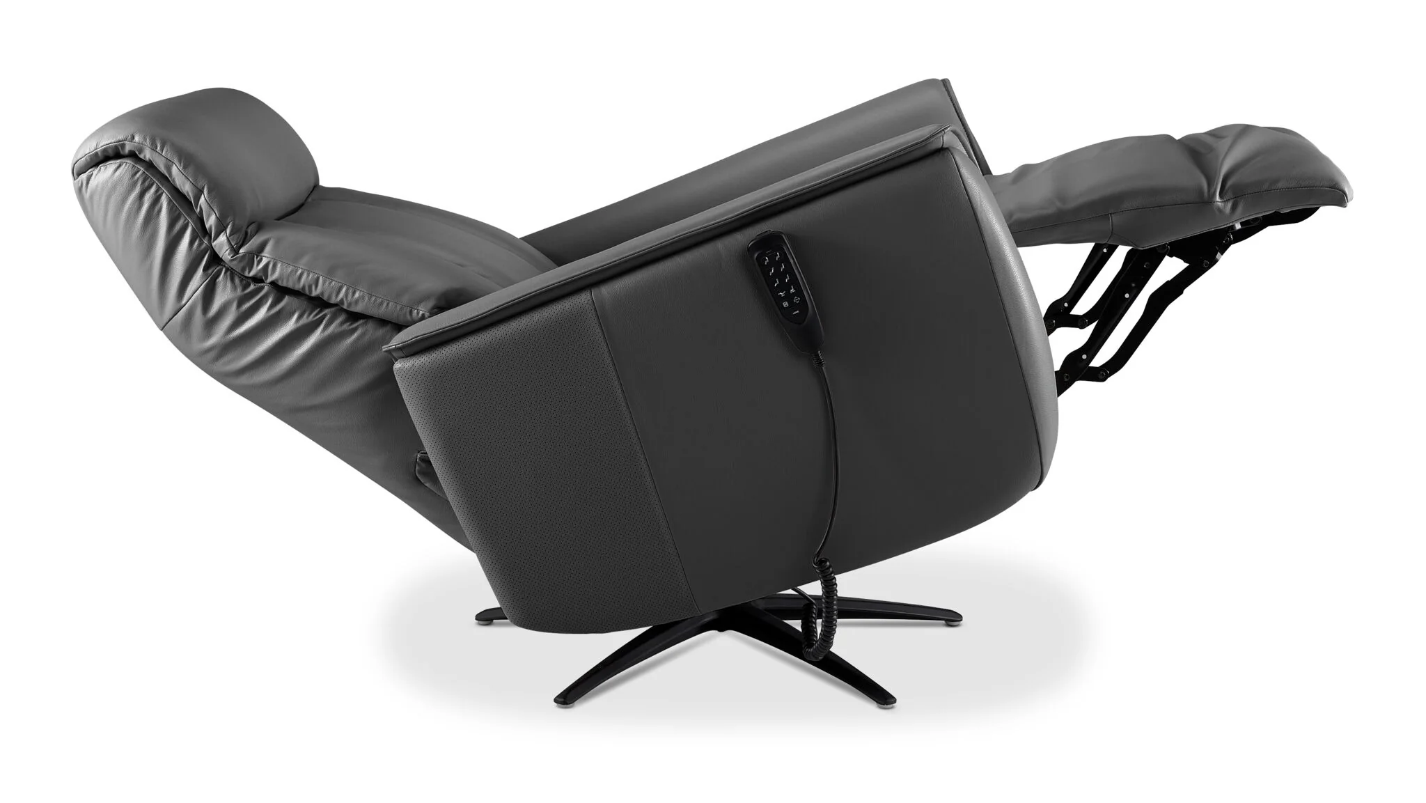 In Harmony - Sorrento Leather Dual Power Recliner - Grey - Image 7