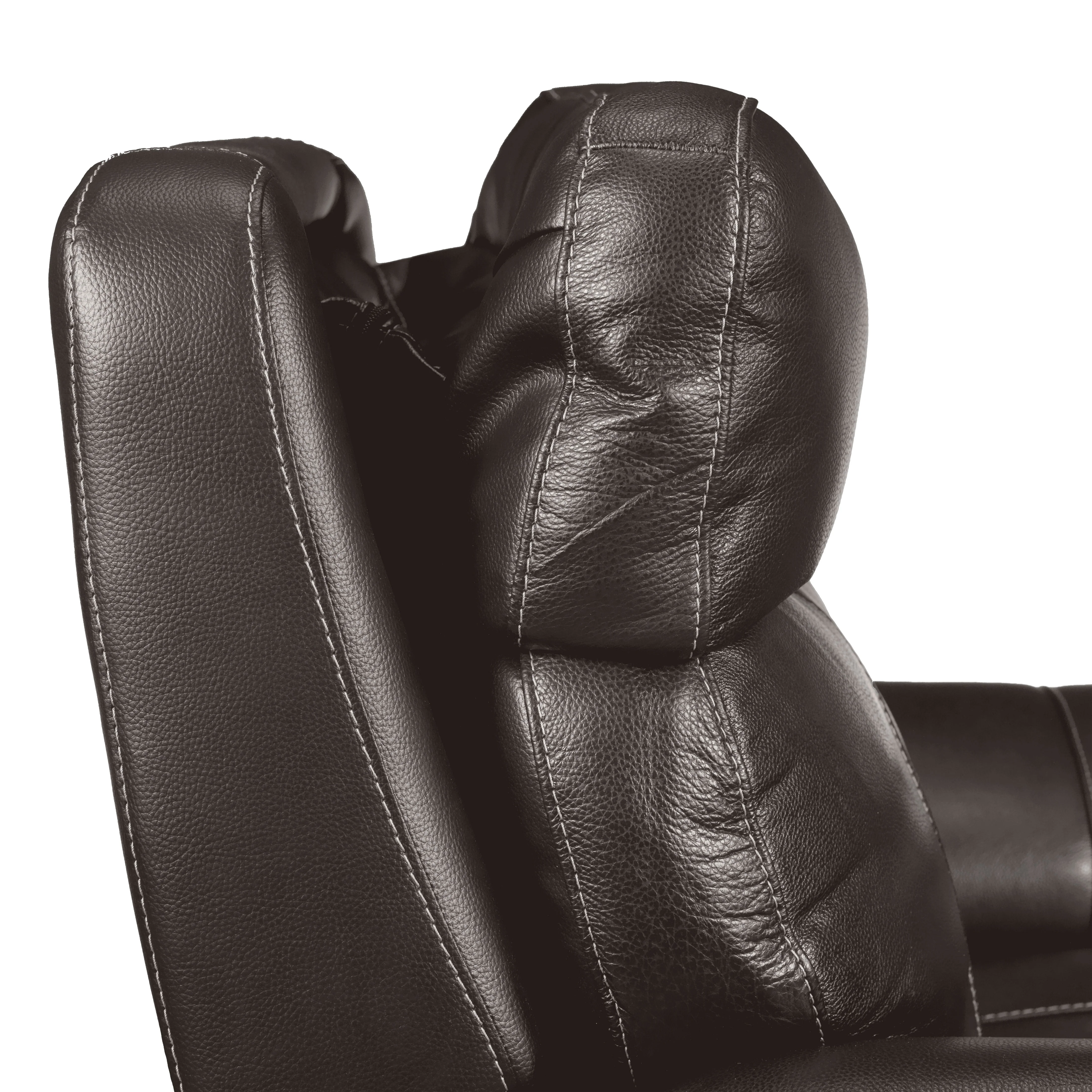 Stallion Leather Dual Power Reclining Sofa, Loveseat and Chair Set - Dark Grey - Image 5