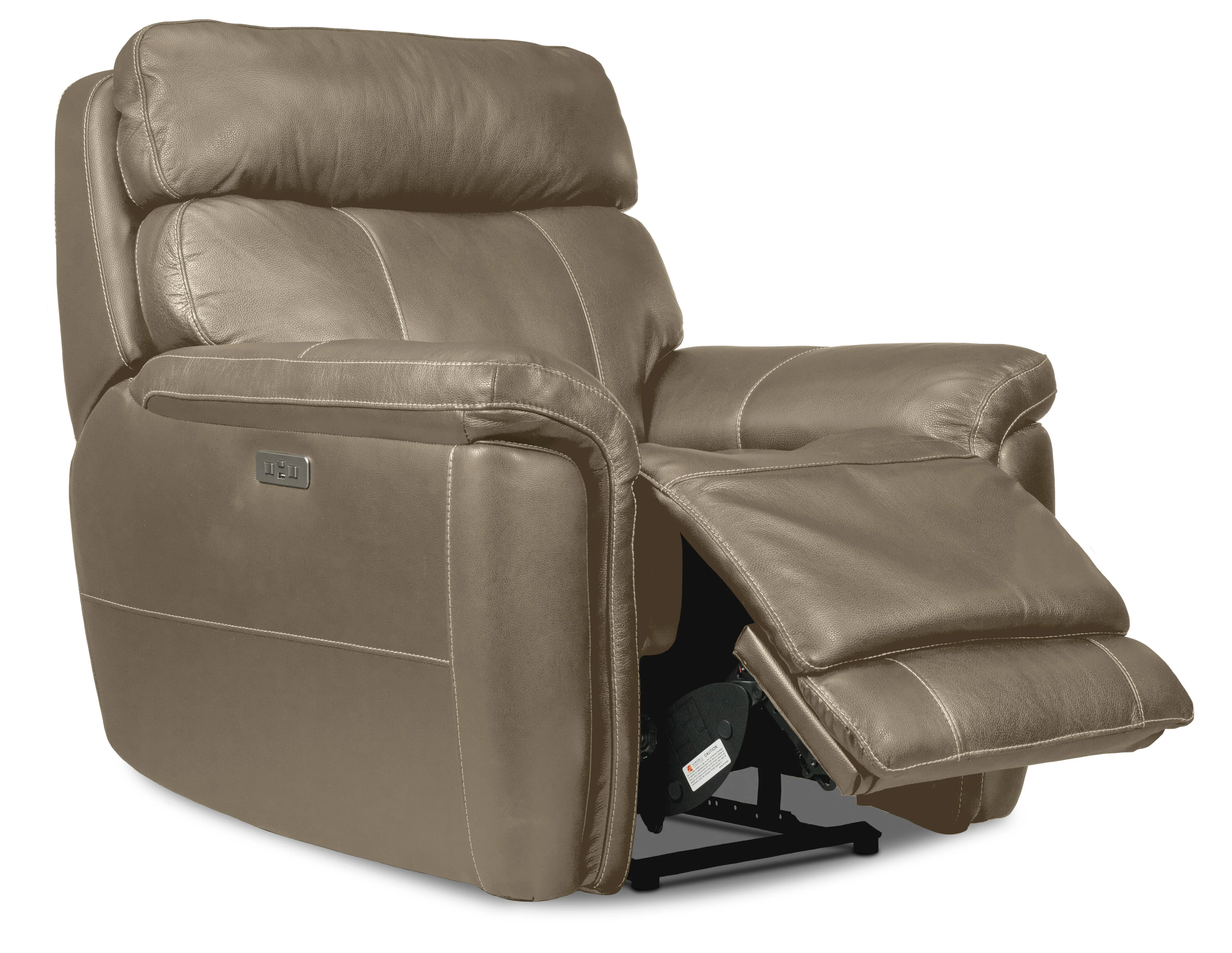 Stallion Leather Dual Power Reclining Sofa, Loveseat and Chair Set - Pebble - Image 4