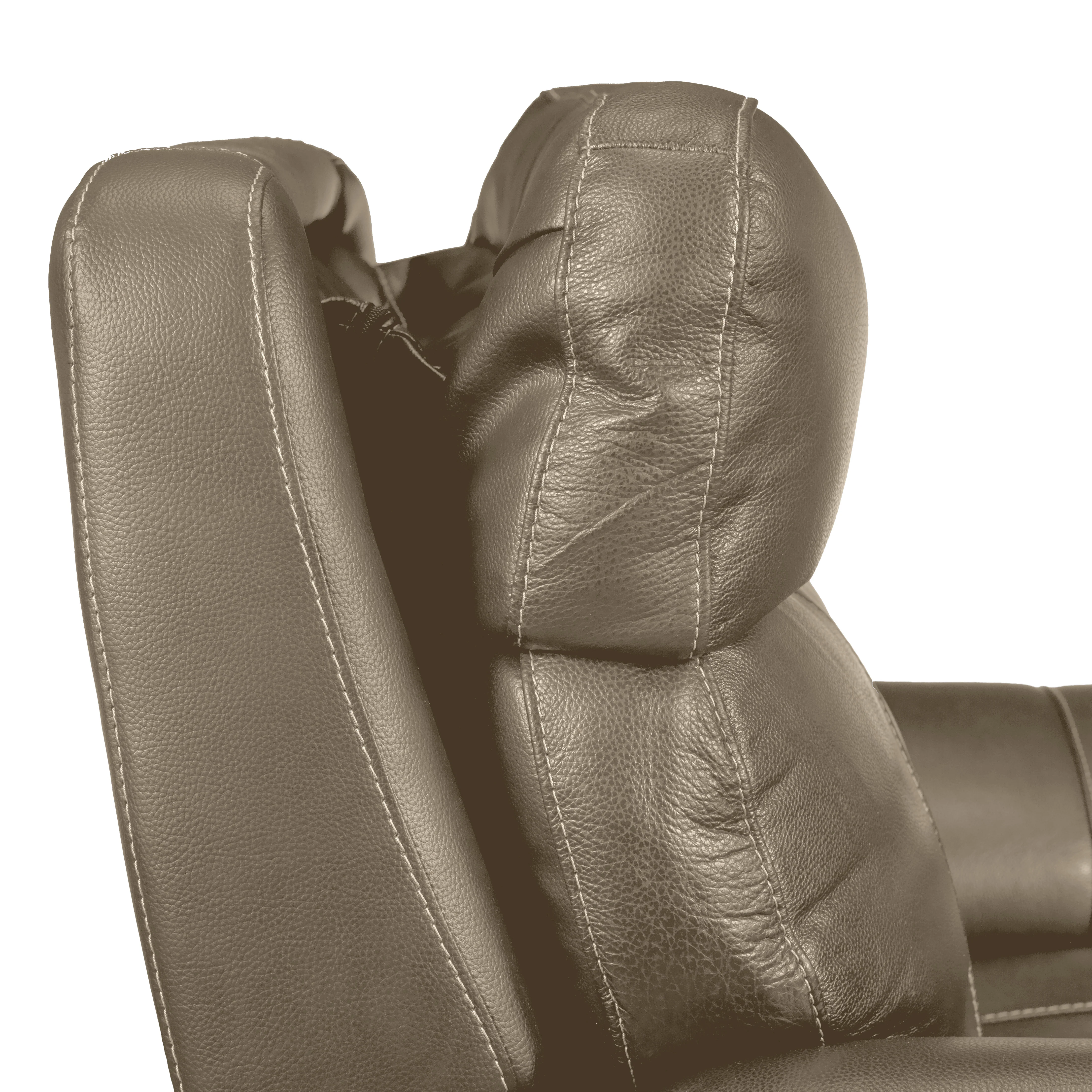 Stallion Leather Dual Power Reclining Sofa, Loveseat and Chair Set - Pebble - Image 5