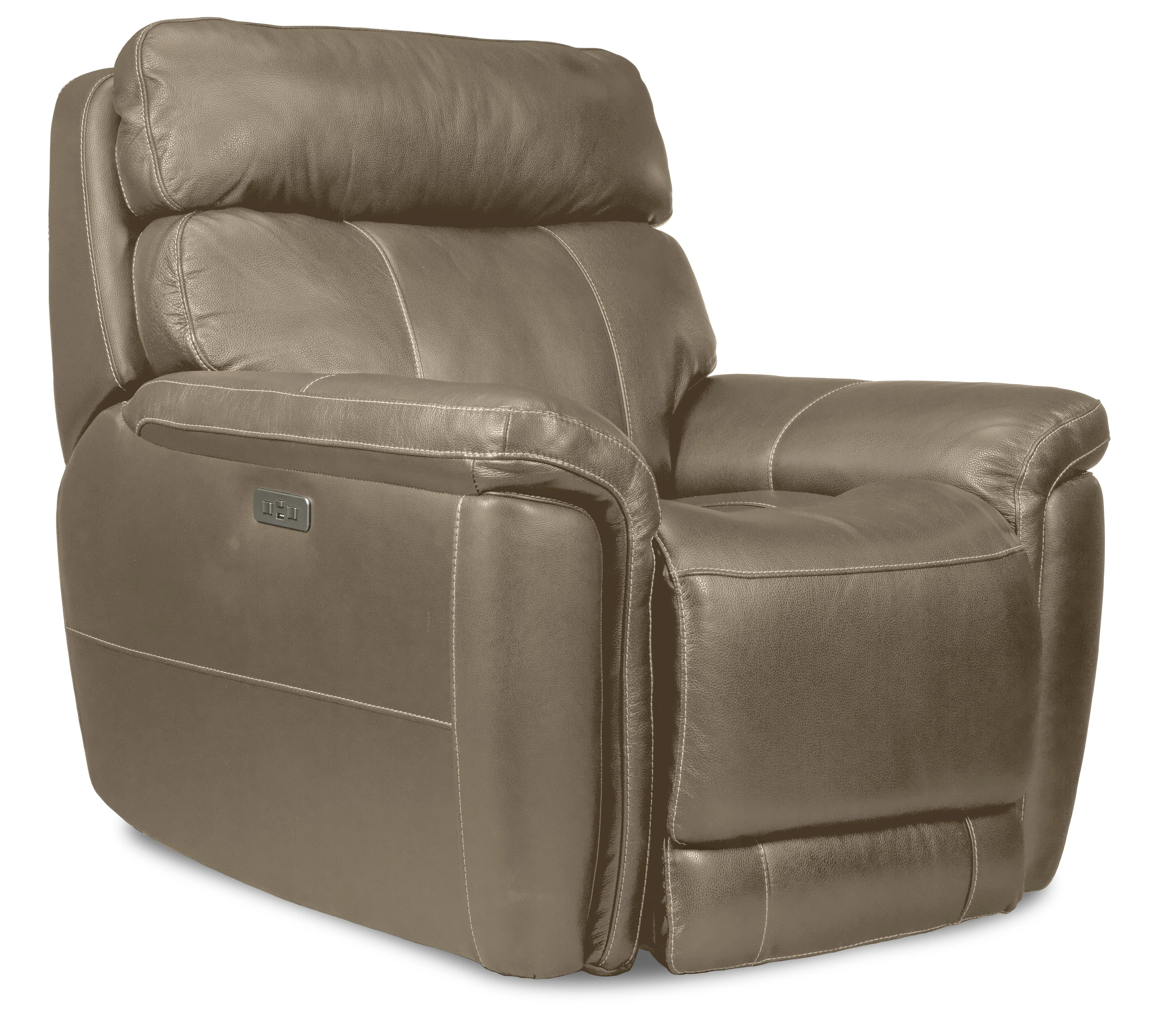Stallion Leather Dual Power Recliner - Pebble - Image 2