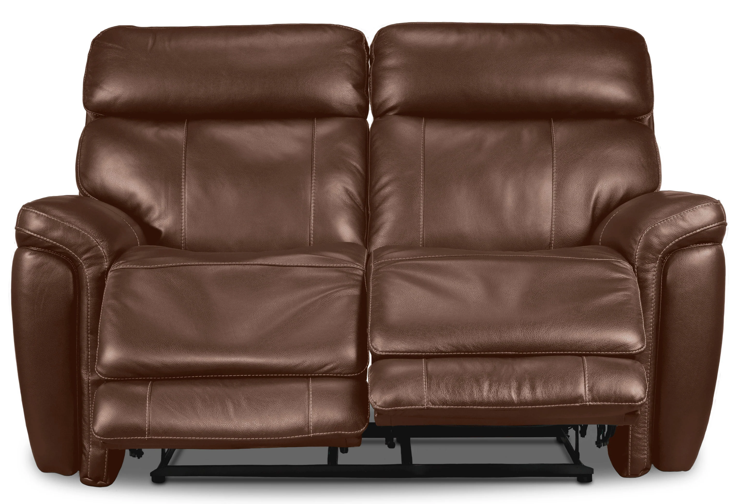 Stallion Leather Dual Power Reclining Loveseat - Chestnut - Image 4