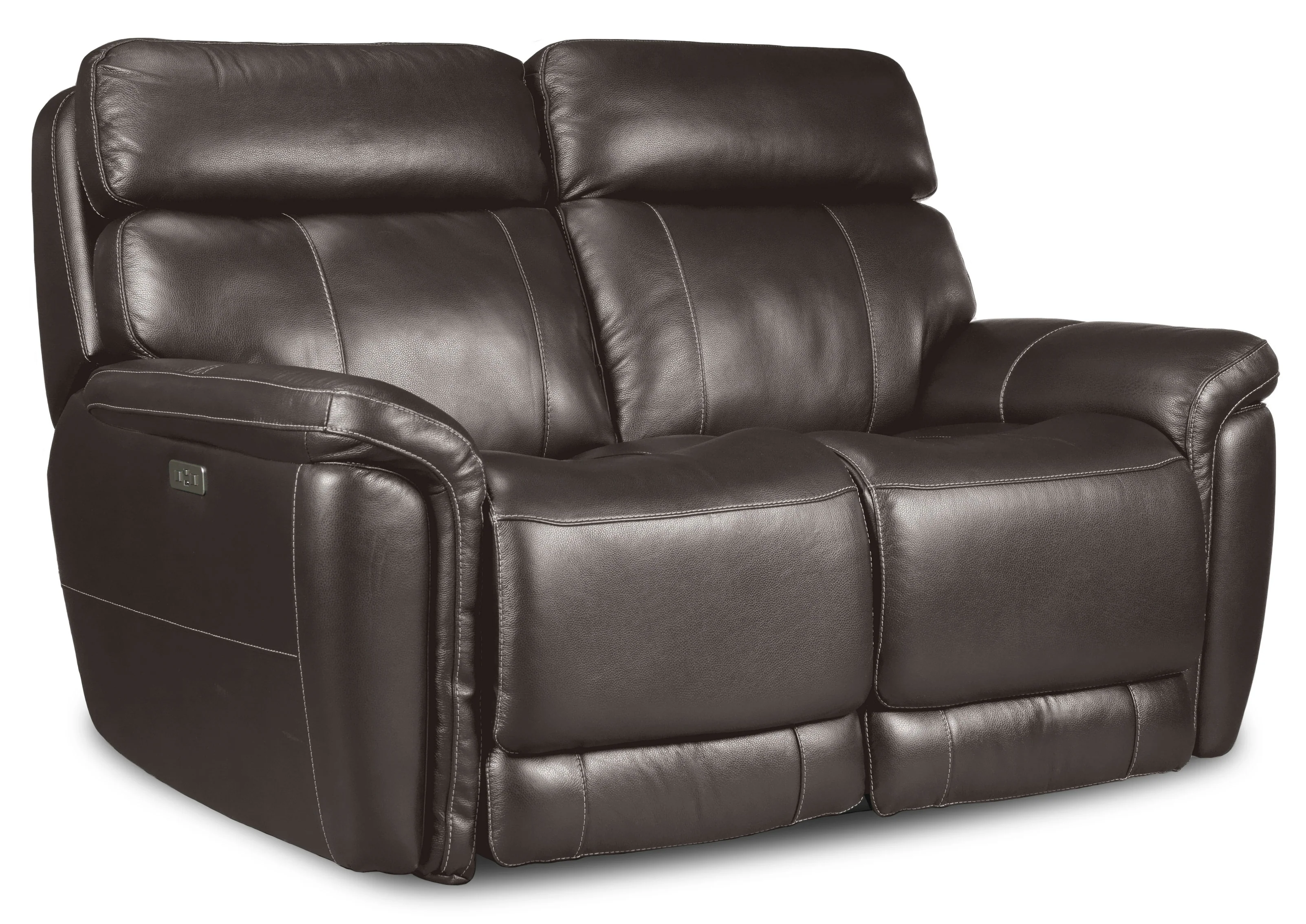 Stallion Leather Dual Power Reclining Loveseat - Dark Grey - Image 2