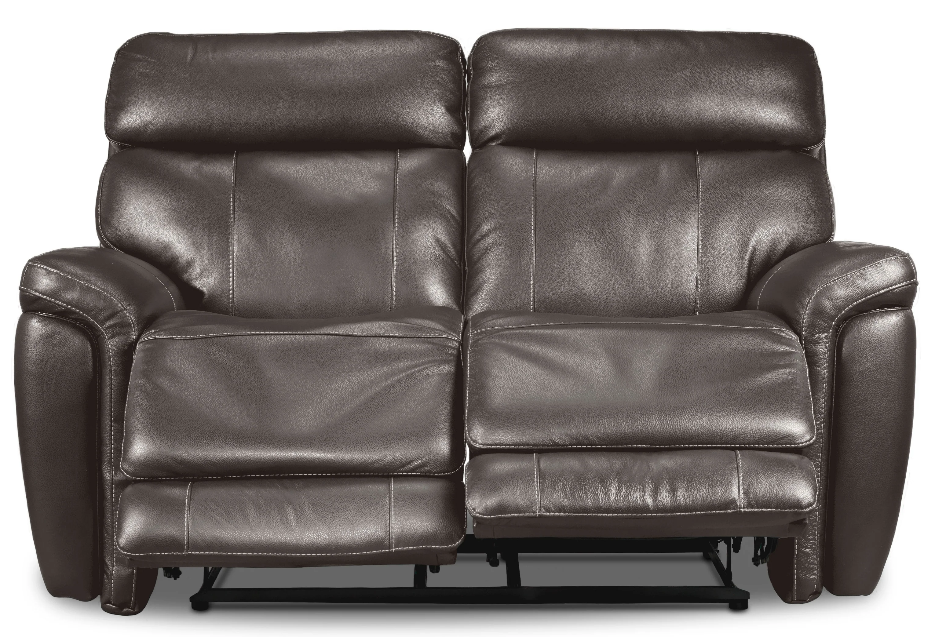 Stallion Leather Dual Power Reclining Loveseat - Dark Grey - Image 4