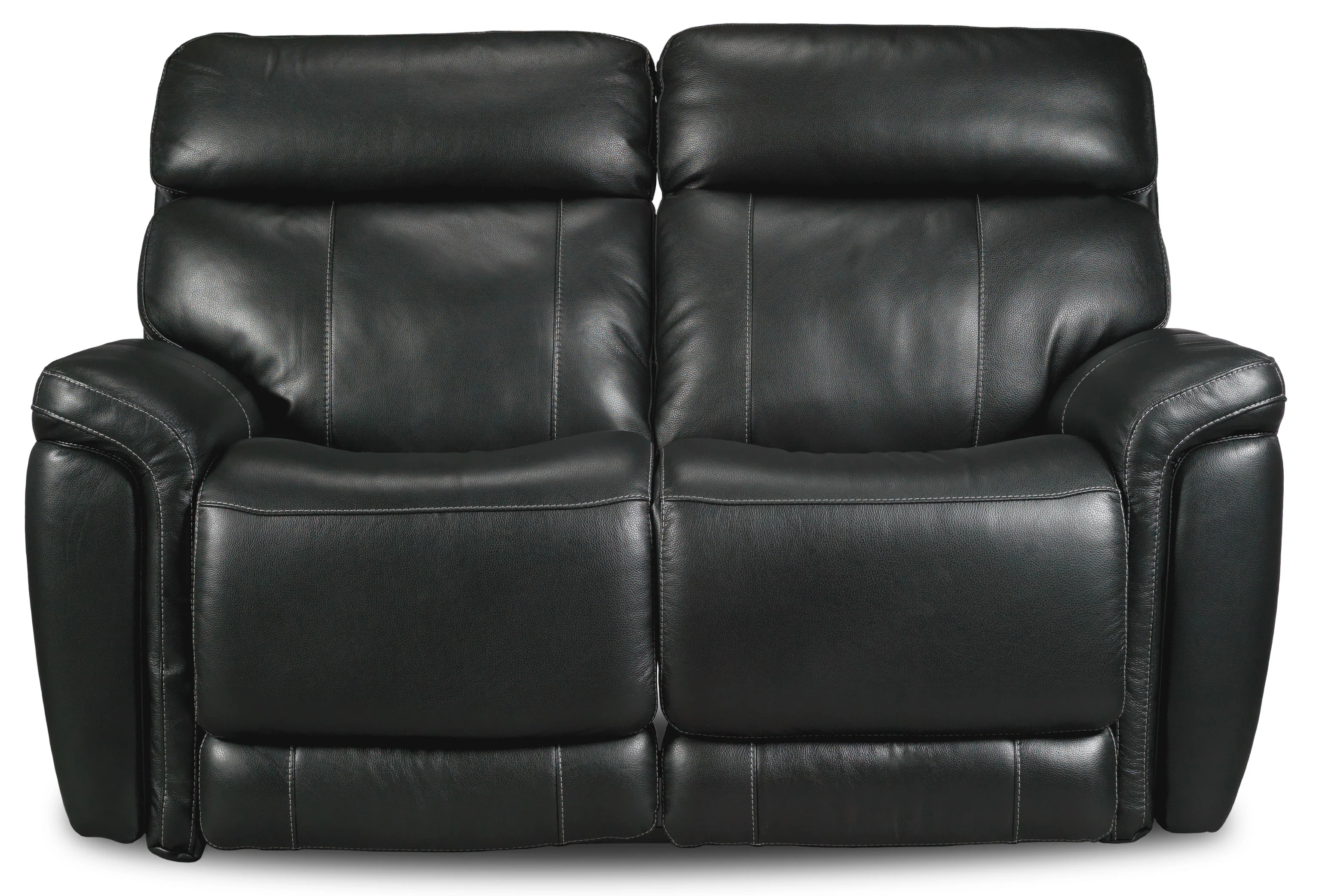 Stallion Leather Dual Power Reclining Loveseat - Midnight Black - Image 3