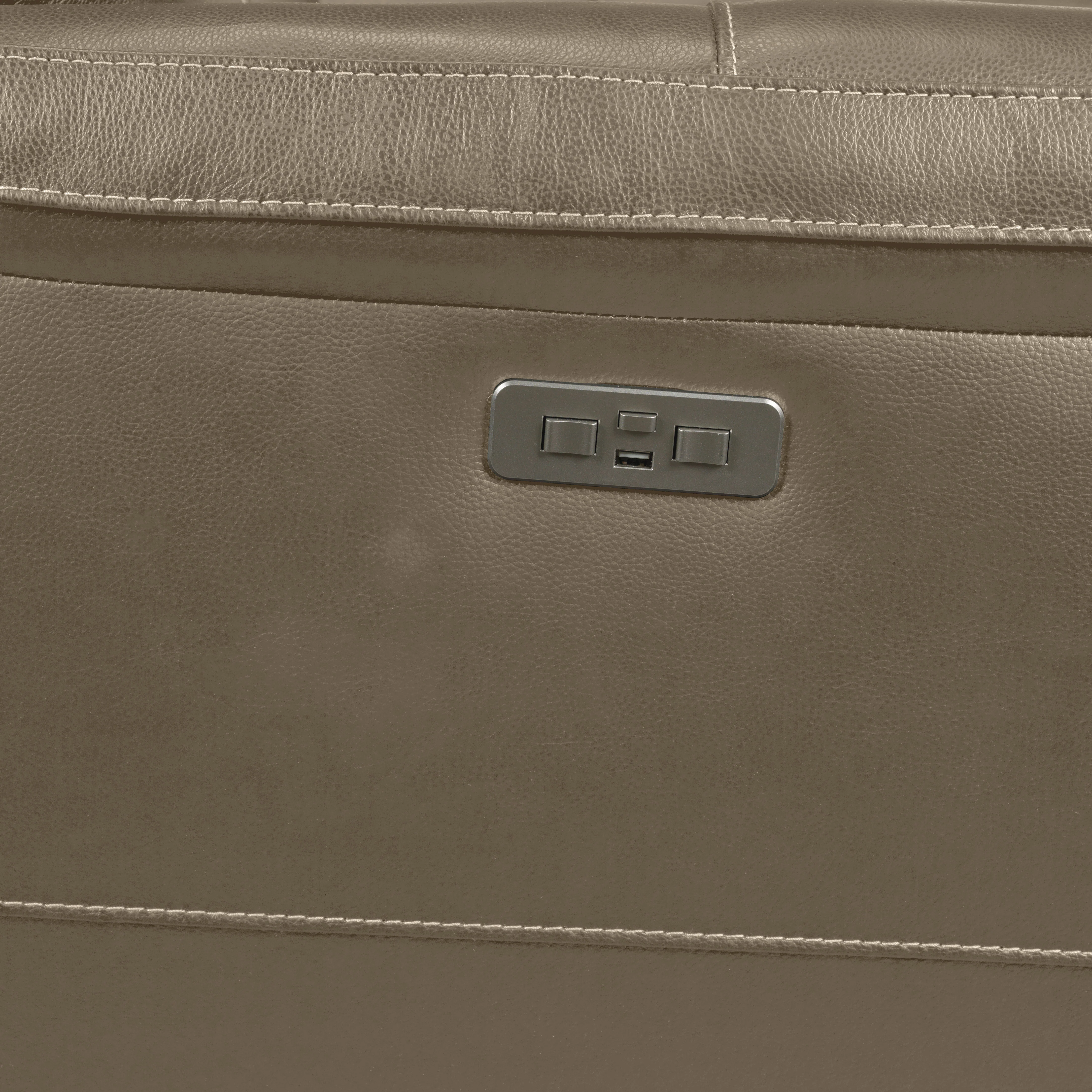 Stallion Leather Dual Power Reclining Loveseat - Pebble - Image 6