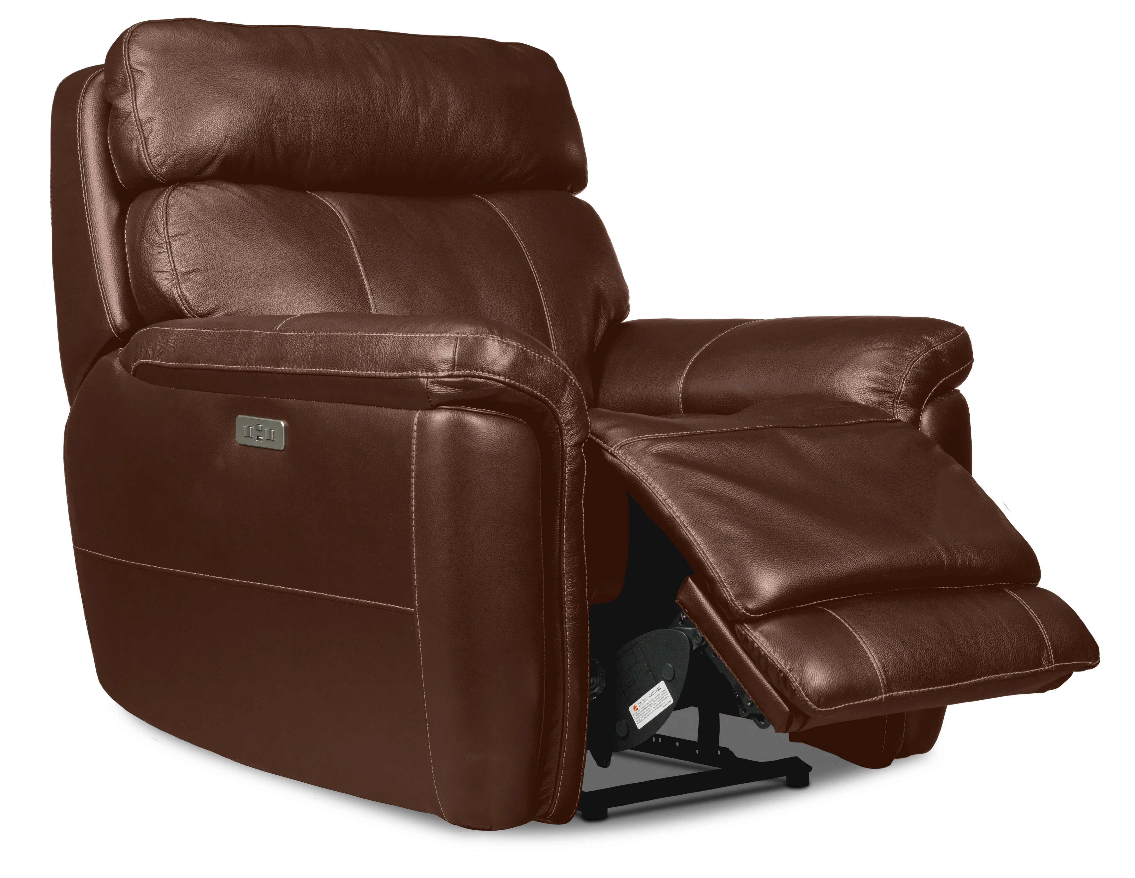 Stallion Leather Dual Power Reclining Sofa and Chair Set - Chestnut - Image 3