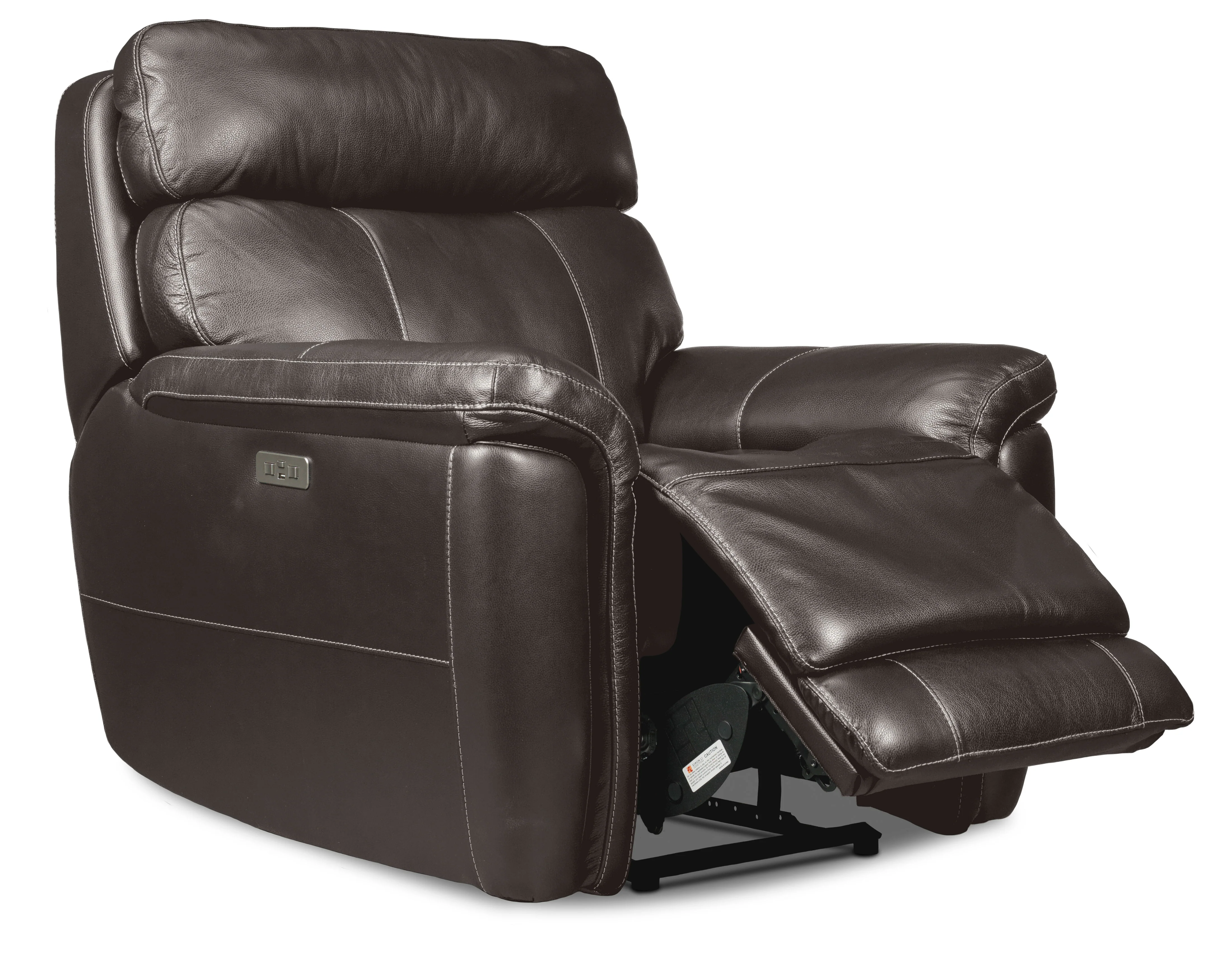 Stallion Leather Dual Power Reclining Sofa and Chair Set - Dark Grey - Image 2