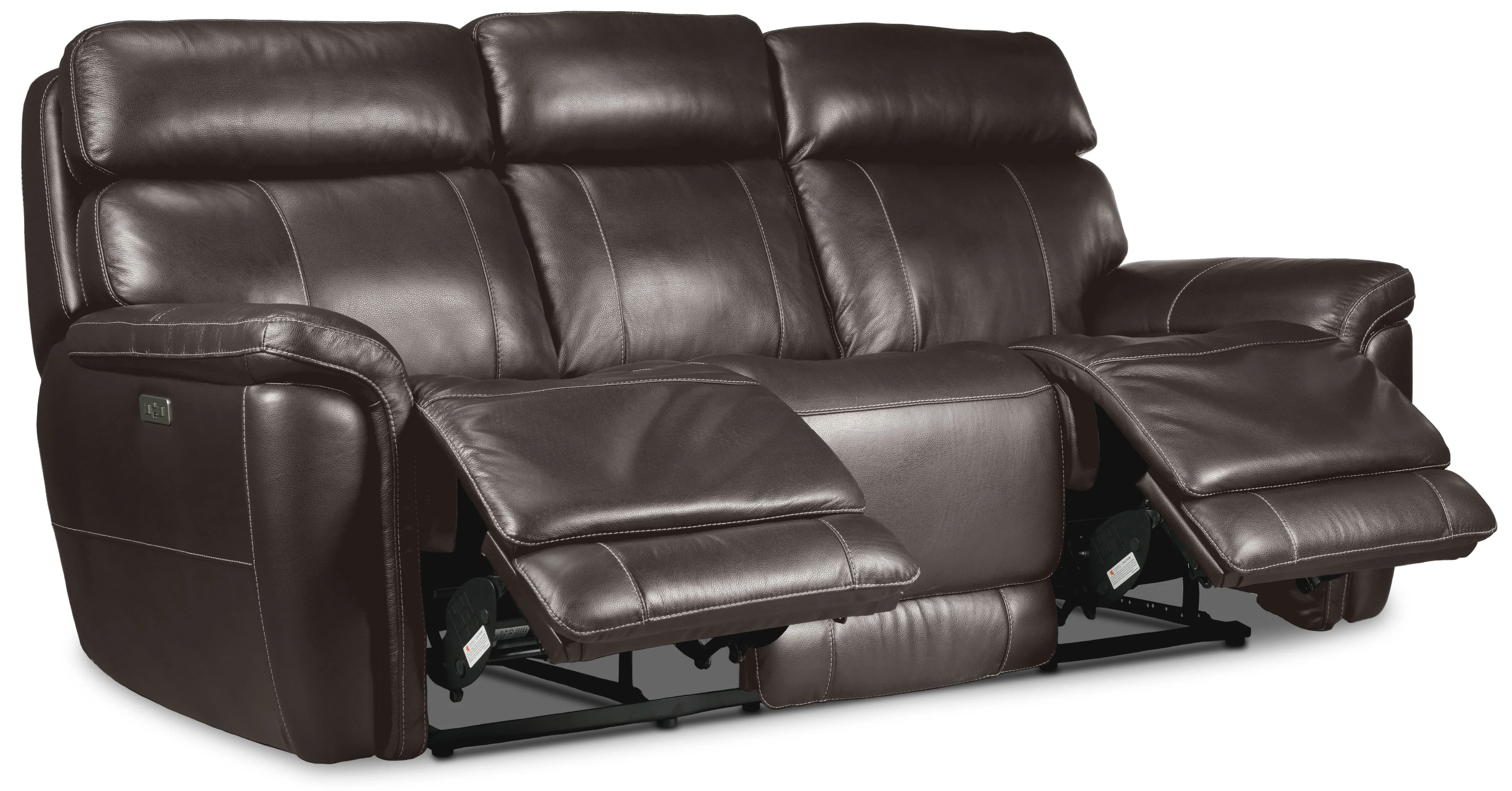 Stallion Leather Dual Power Reclining Sofa and Loveseat Set - Dark Grey - Image 2