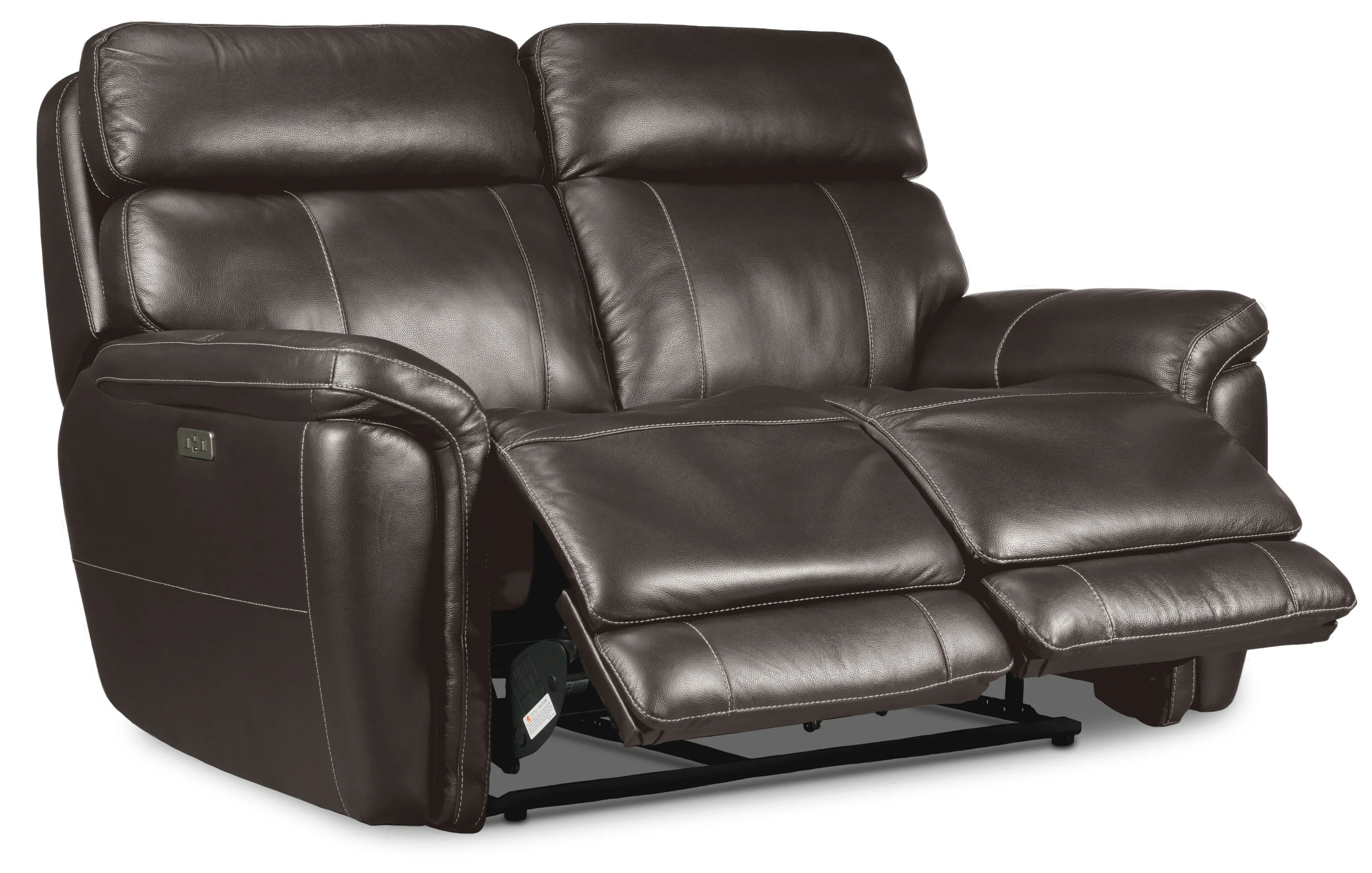 Stallion Leather Dual Power Reclining Sofa and Loveseat Set - Dark Grey - Image 3