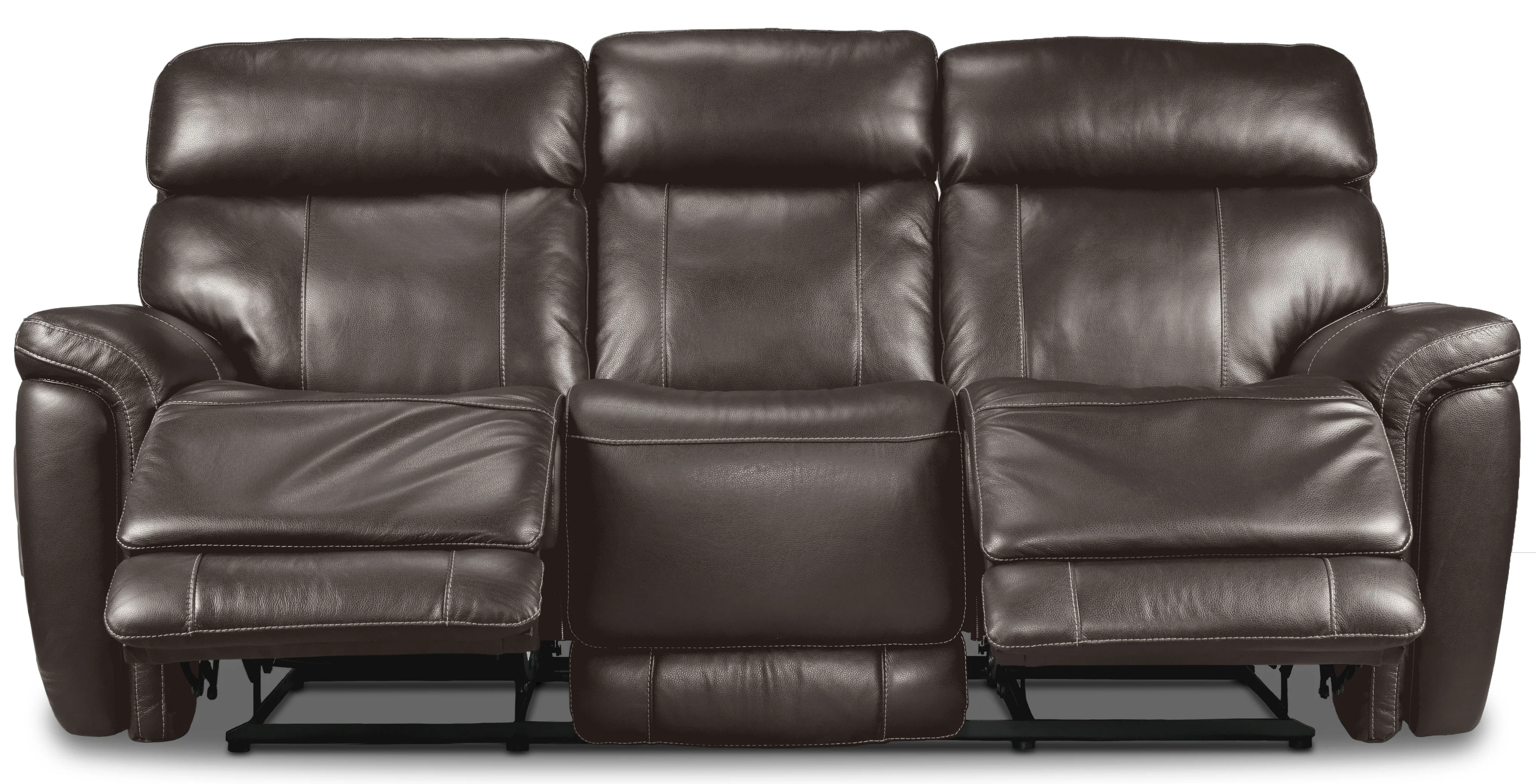 Stallion Leather Dual Power Reclining Sofa - Dark Grey - Image 4