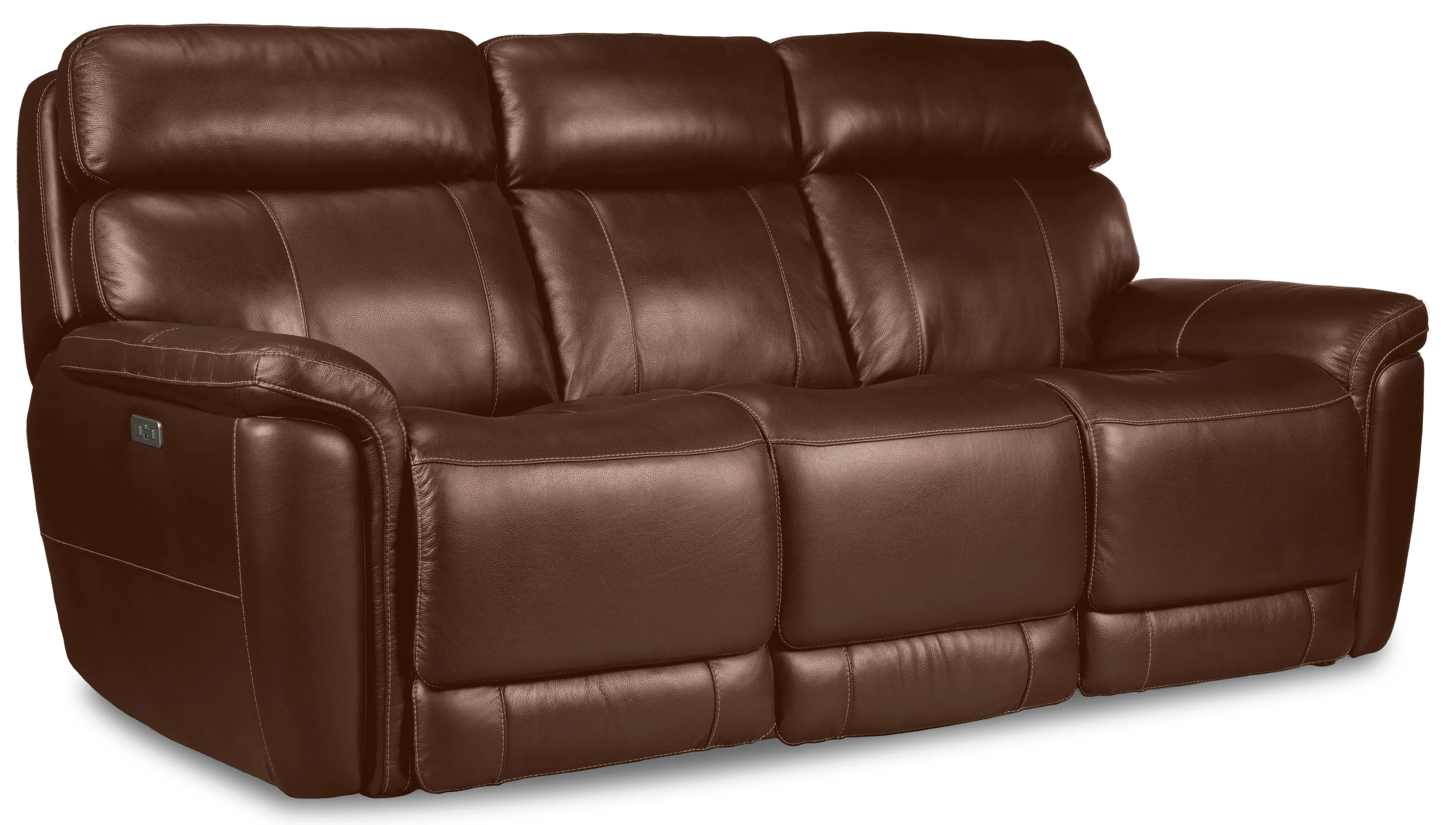 Stallion Leather Dual Power Reclining Sofa, Loveseat and Chair Set - Chestnut - Image 2