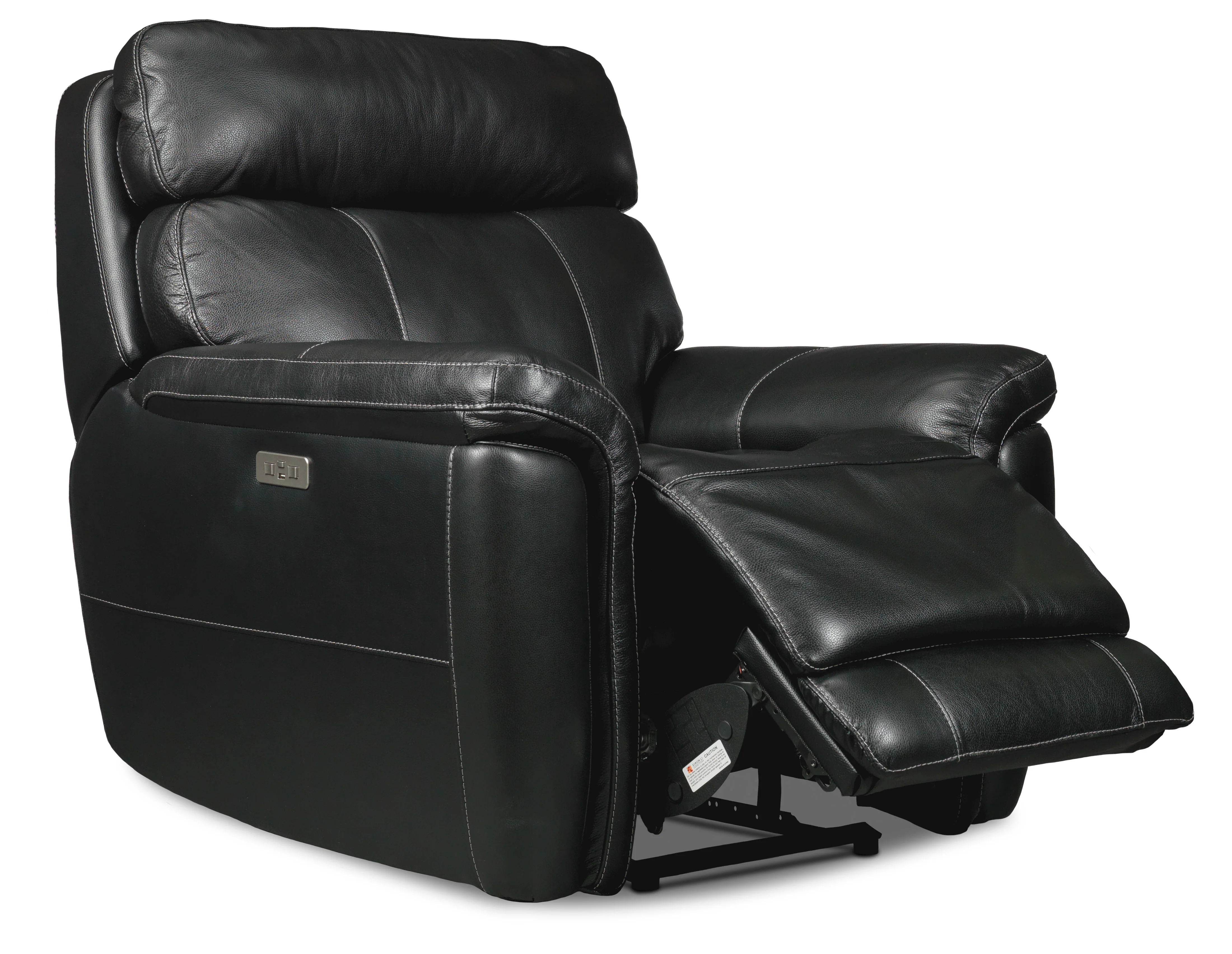 Stallion Leather Dual Power Reclining Sofa, Loveseat and Chair Set - Midnight Black - Image 4