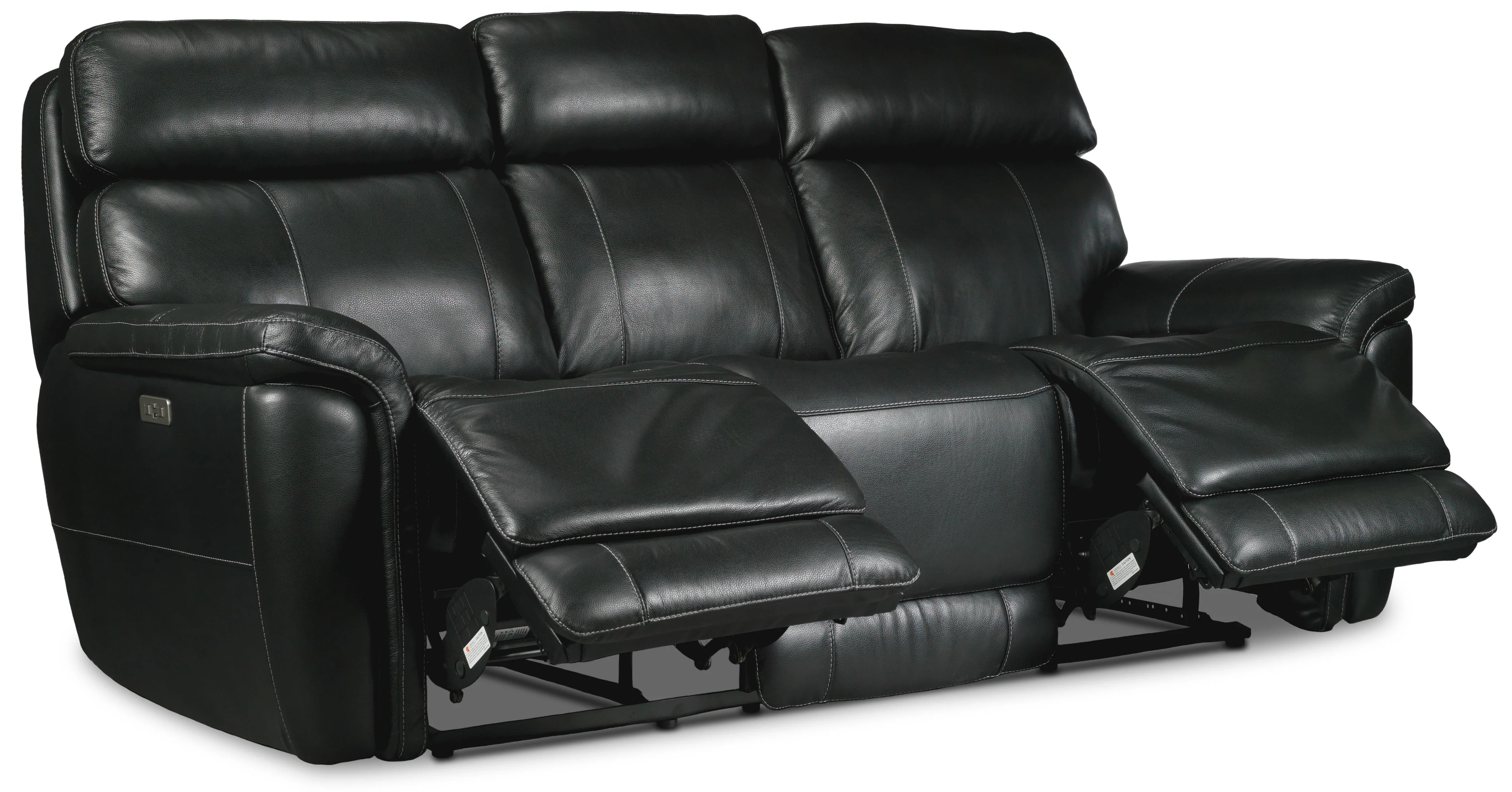 Stallion Leather Dual Power Reclining Sofa - Midnight Black - Image 3